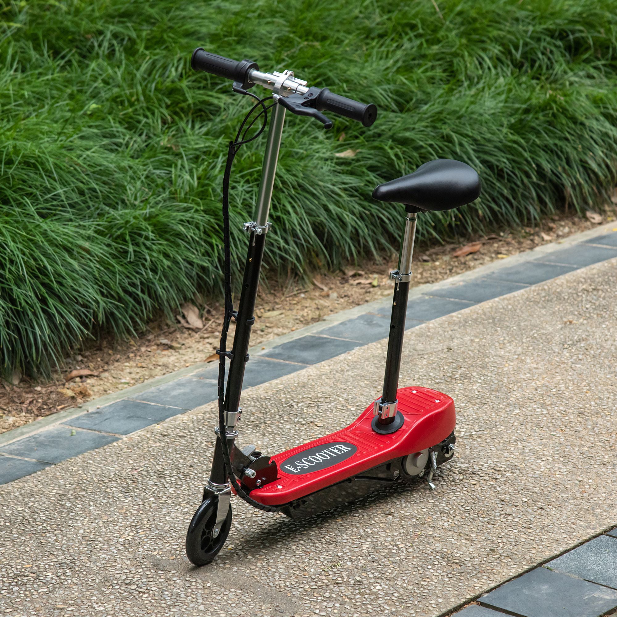 HOMCOM Outdoor Ride On Powered Scooter Sporting Toy 120W Motor Bike 2 x 12V Battery - Red - North Peak Garden Furniture