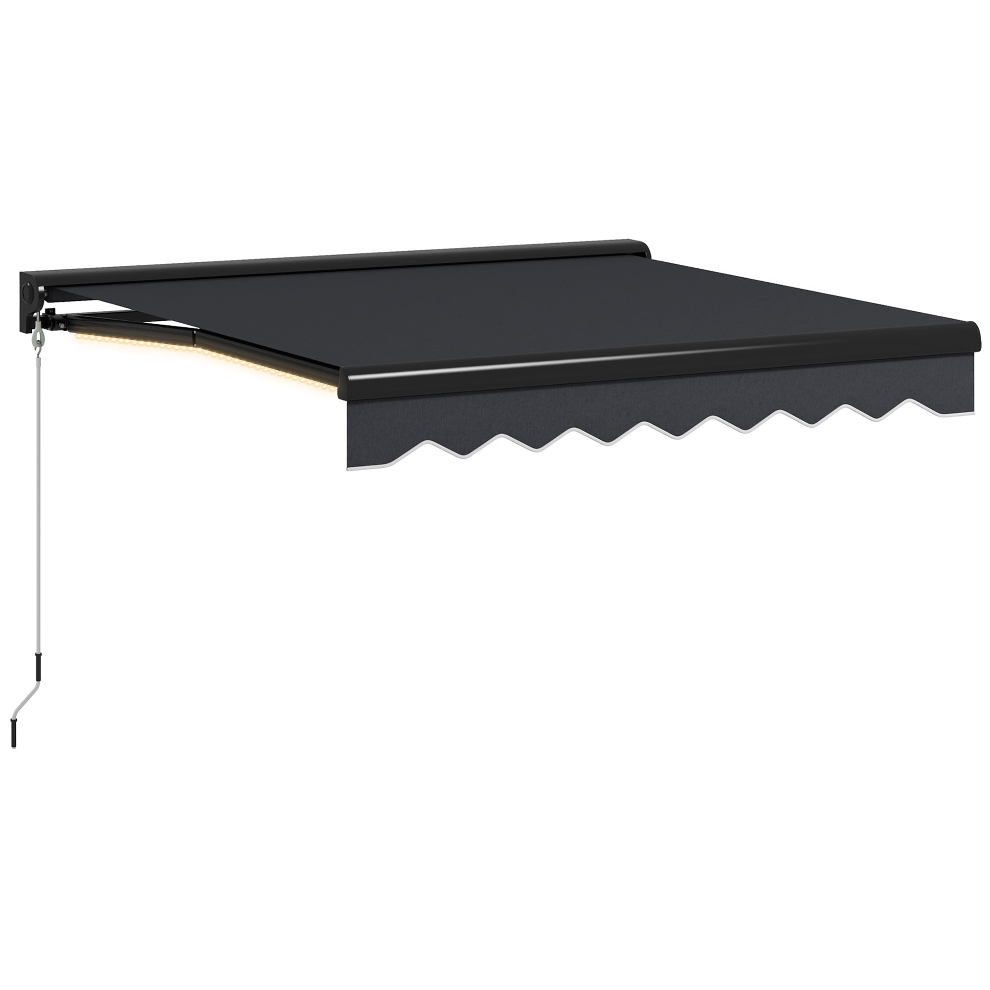 Outsunny 2 x 2.5m Electric Awning, with LED Light Strips - Grey - North Peak Garden Furniture