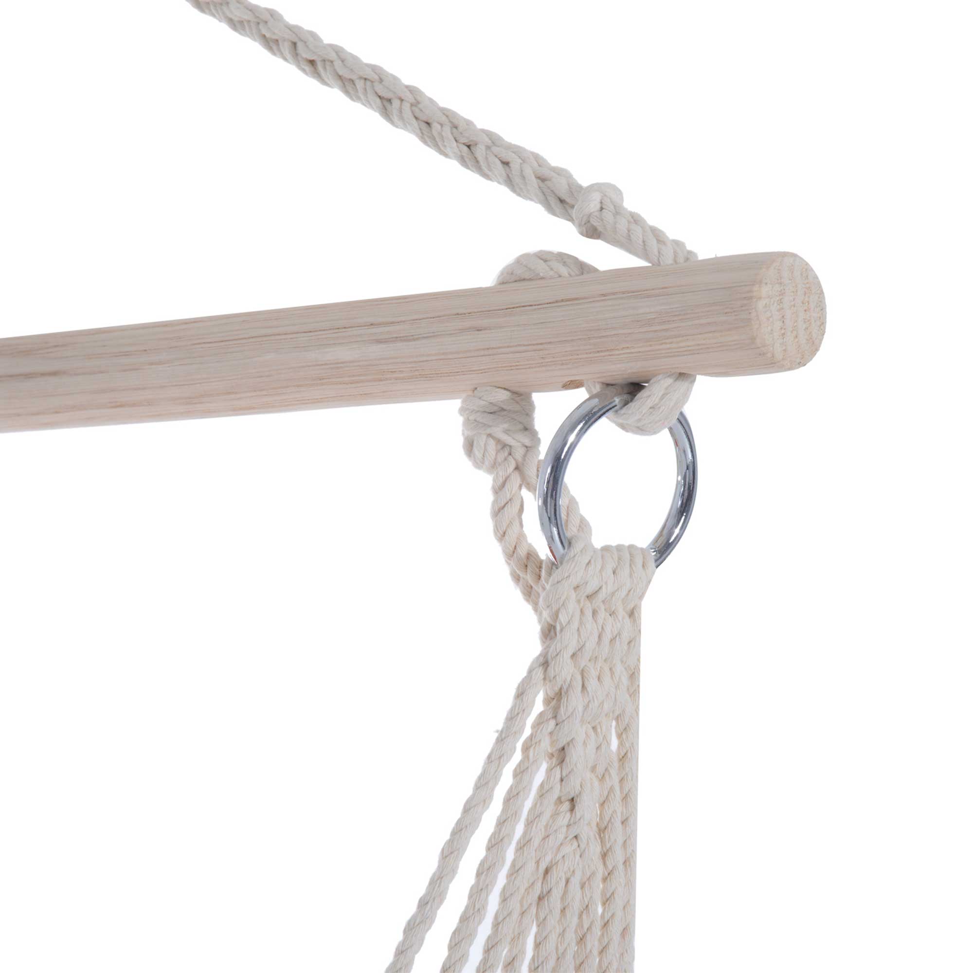 Outsunny Outdoor Hanging Rope Chair with Soft Padded Seat & Backrest, Garden Hammock Chair with Wooden Support Bar Cotton Cloth, Portable Garden Chair for Patio & Tree, Orange - North Peak Garden Furniture
