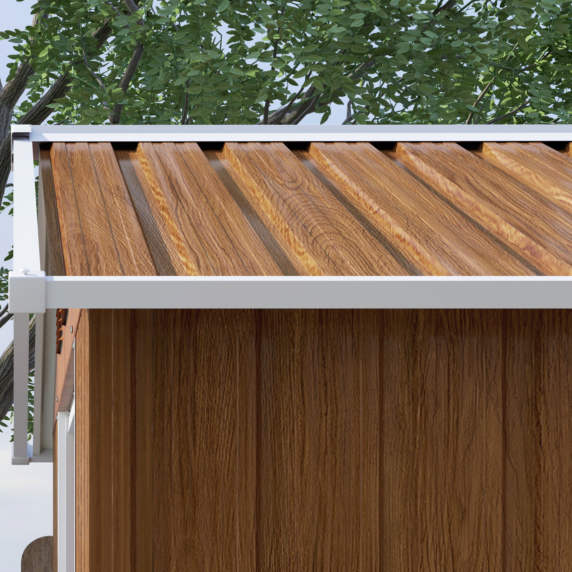 Outsunny 6.5 x 3.5ft Metal Garden Storage Shed - Brown Wood Effect - North Peak Garden Furniture