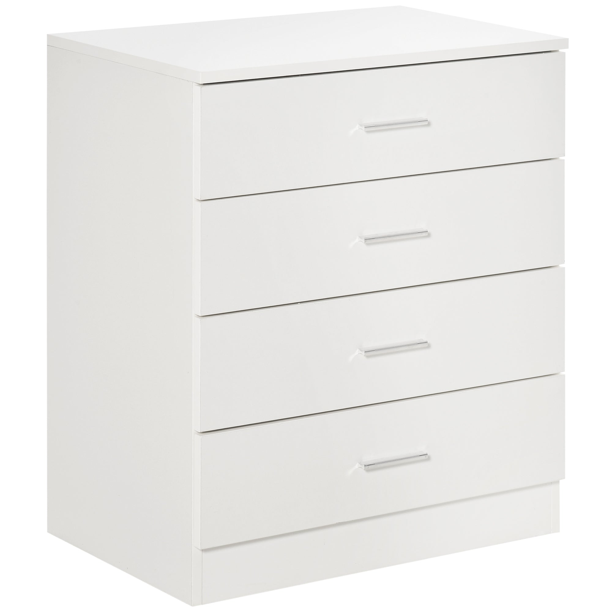 HOMCOM Chest of Drawers, 4 Drawers Storage Cabinet with Metal Rails, Anti-Tip for Playroom, Nursery Room, Hallway, etc