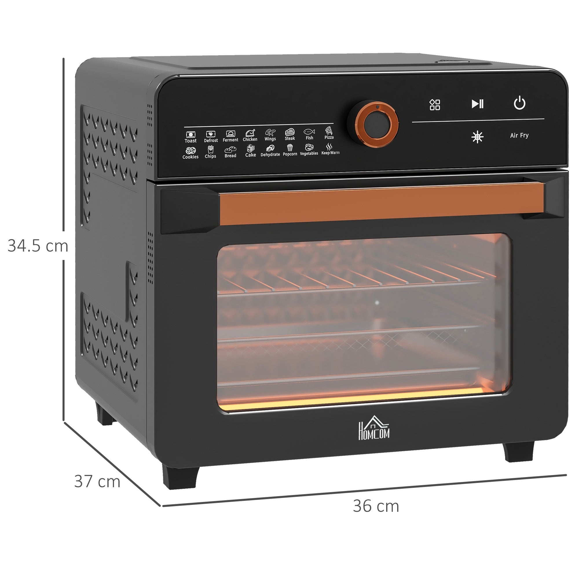 HOMCOM Air Fryer Oven, 20L Mini Oven, Multifunction Countertop Convection Oven with 16 Presets, Adjustable Temp and Time, 1400W - North Peak Garden Furniture