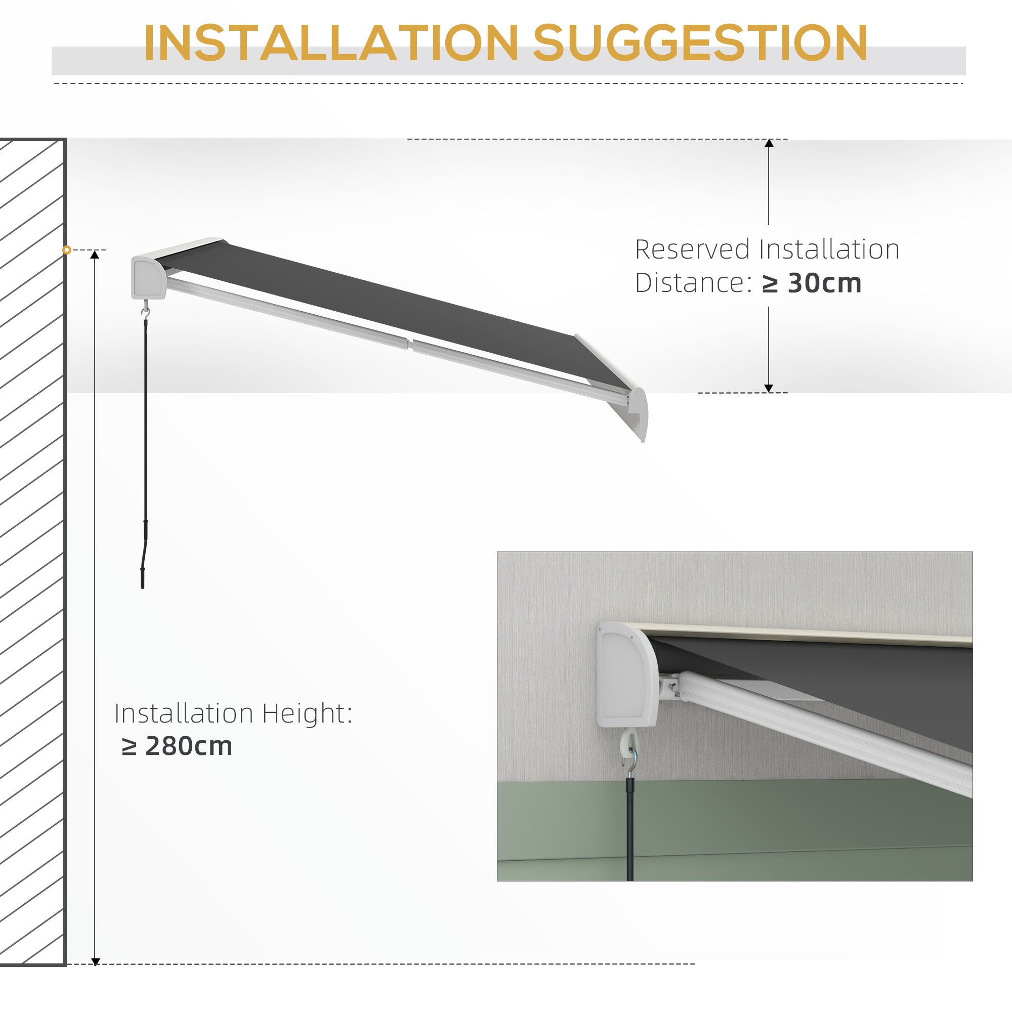 Outsunny 2.5 x 3m Electric Cassette Awning, with Remote - Grey - North Peak Garden Furniture