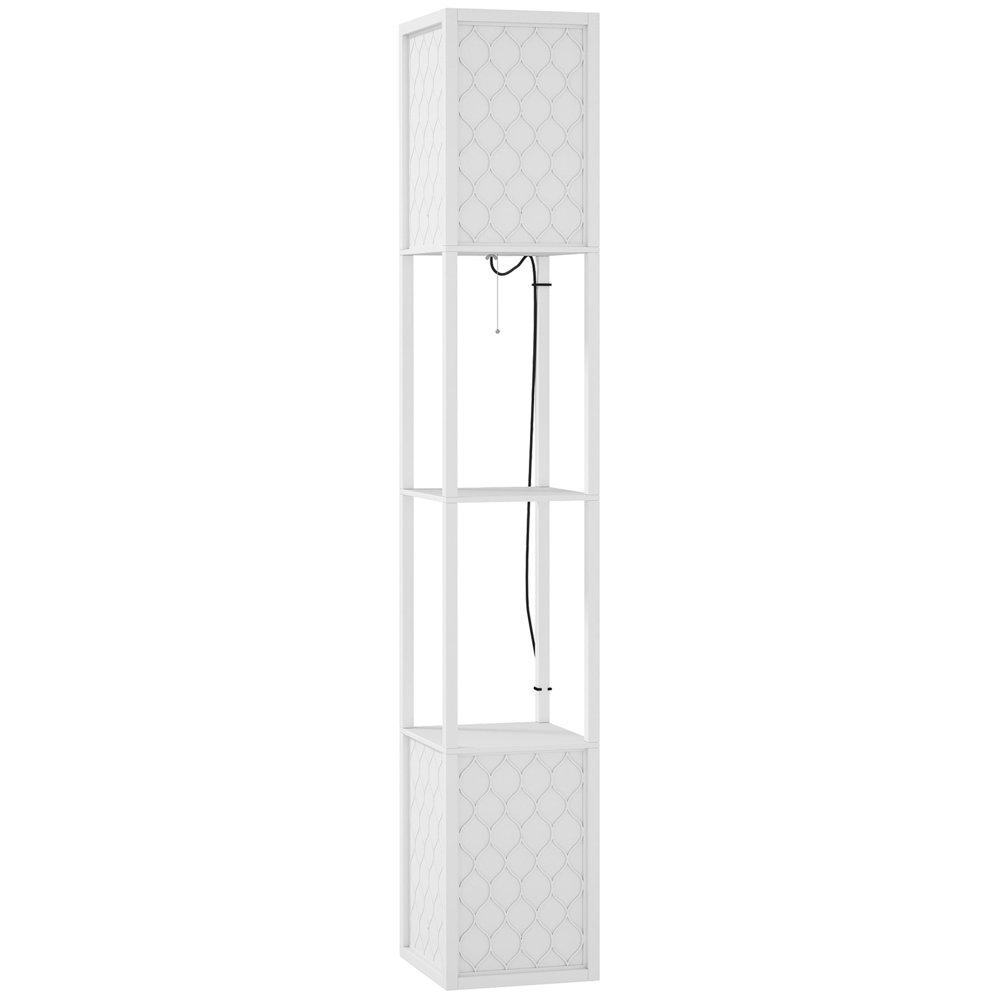 HOMCOM Duo Light Floor Shelves - White - North Peak Garden Furniture