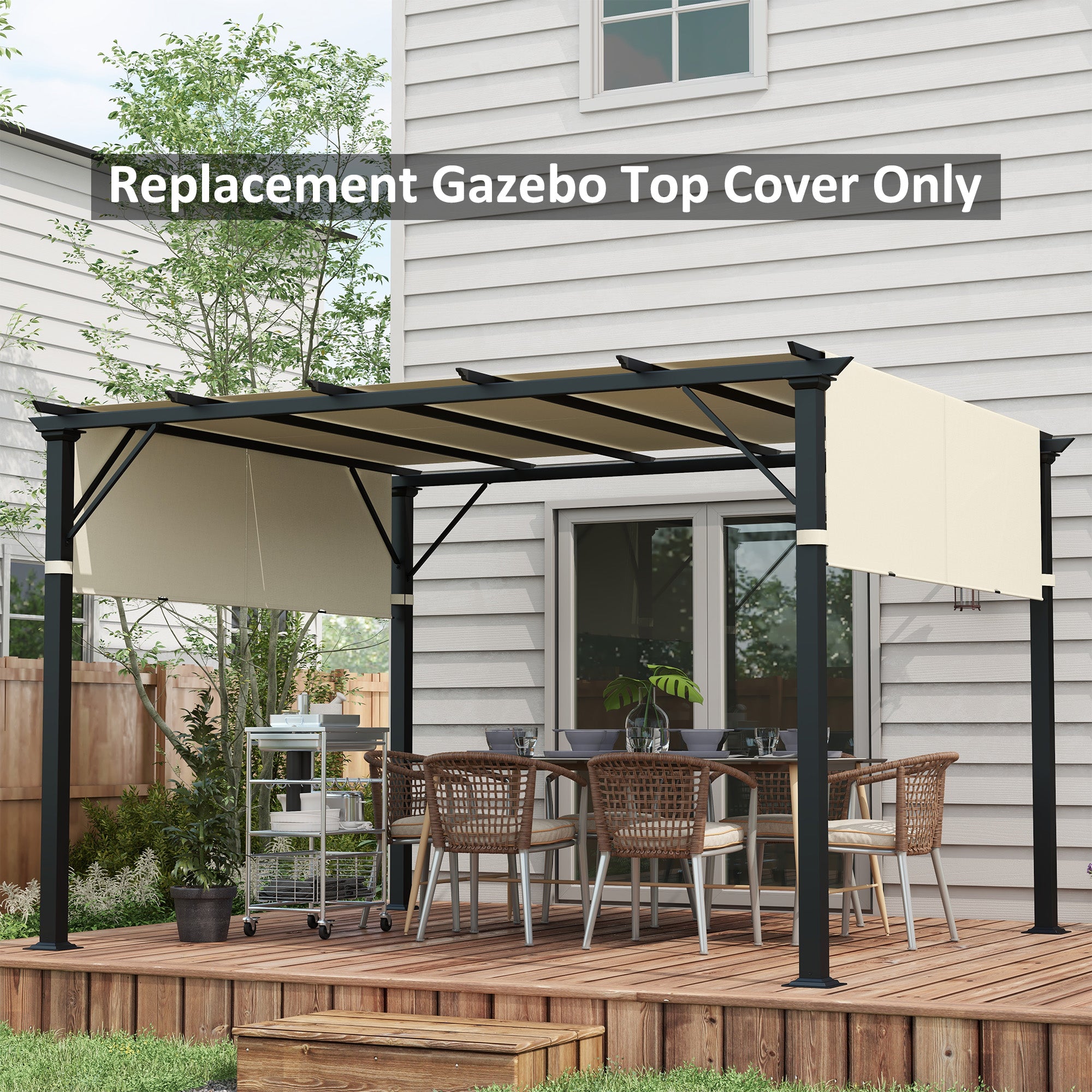 Outsunny 2 Pcs UV Protection Pergola Replacement Canopy, Pergola Shade Cover, Easy to Install, for 3 x 3(m) Pergola, Cream White - North Peak Garden Furniture