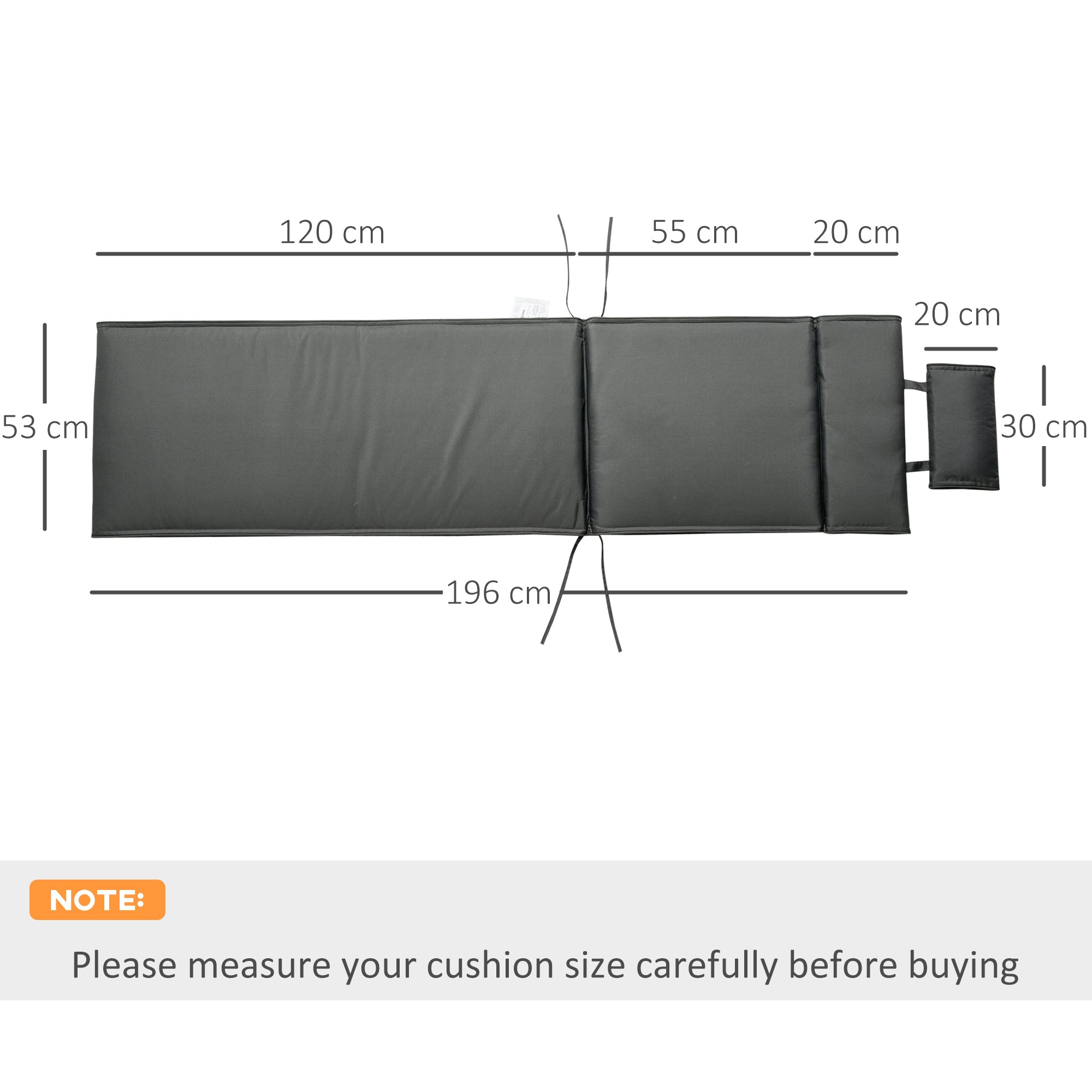 Outsunny Outdoor Garden Patio Folding High Back Chair Cushion Replacement Seat Pad - Grey - North Peak Garden Furniture
