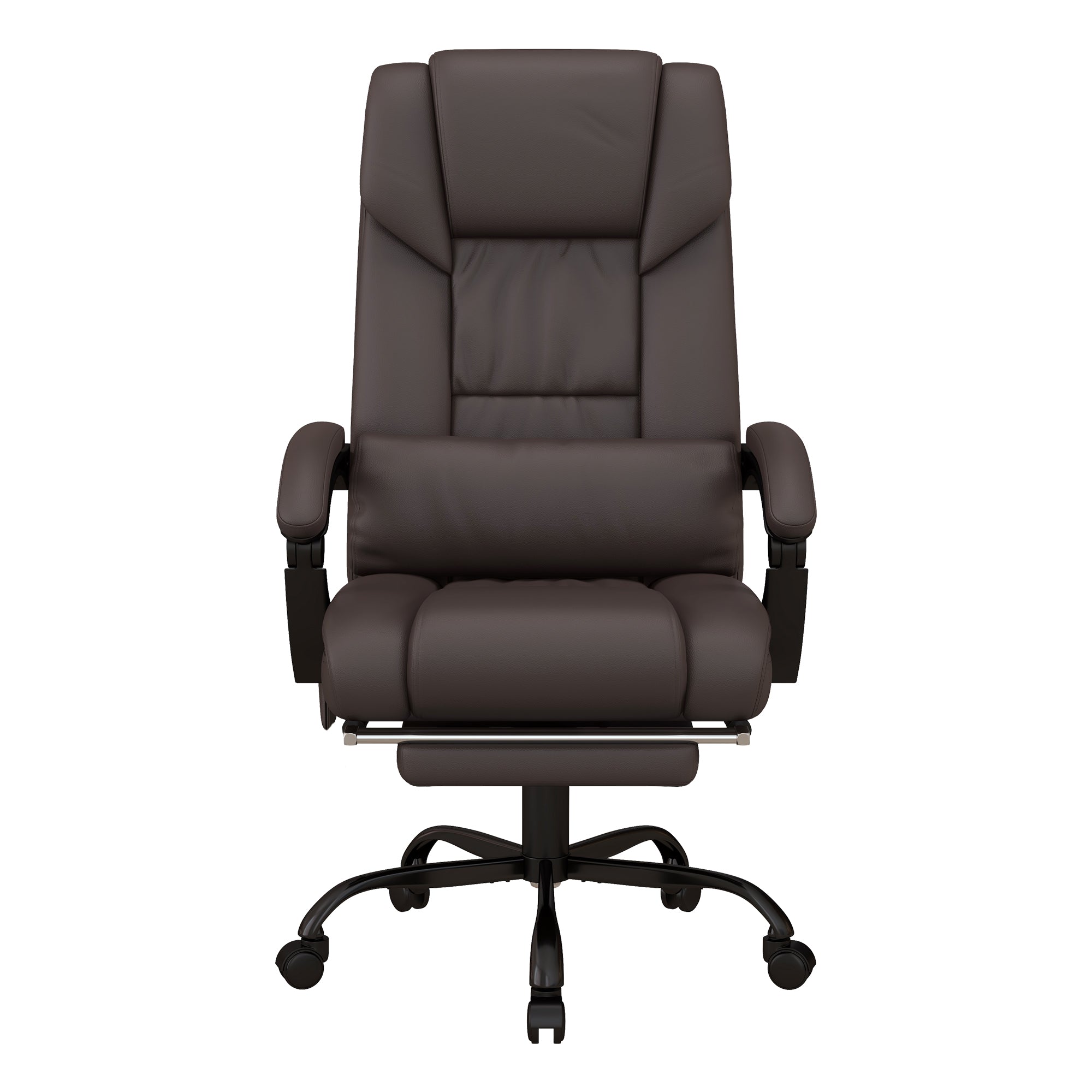 Vinsetto 6-Point Massage Office Chair, PU Leather Desk Chair with Adjustable Height and Footrest for Home Office, Brown - North Peak Garden Furniture