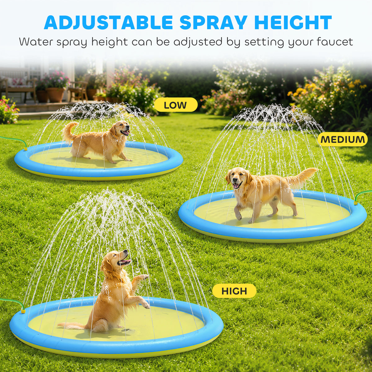 PawHut Dog Splash Pad  for Garden, Patio, Summer Fun, 170 cm