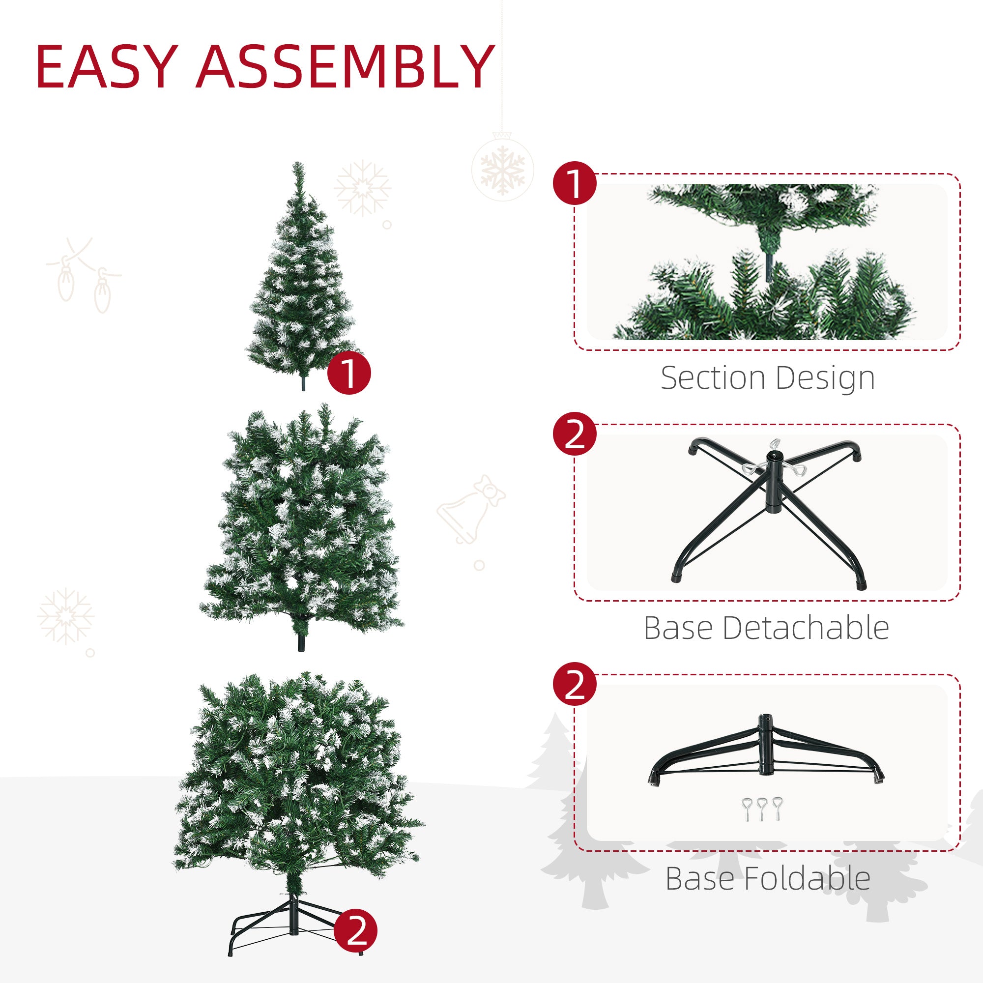 HOMCOM 6FT Tall Prelit Pencil Slim Artificial Christmas Tree with Realistic Branches, 300 Colourful LED Lights and 618 Tips, Xmas Decoration, Green - North Peak Garden Furniture
