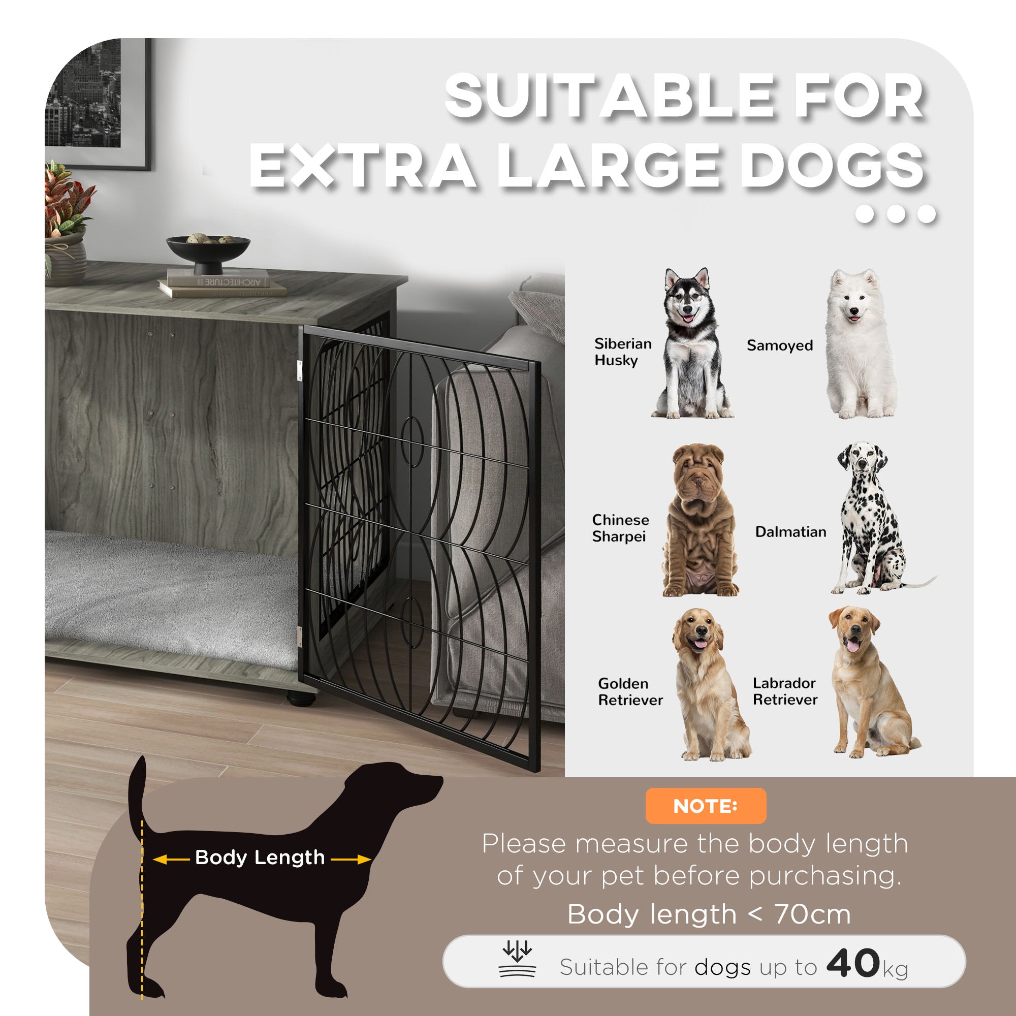 PawHut Dog Crate Furniture End Table w/ Plush Washable Cushion, Lockable Door, for Extra Large Dogs - North Peak Garden Furniture