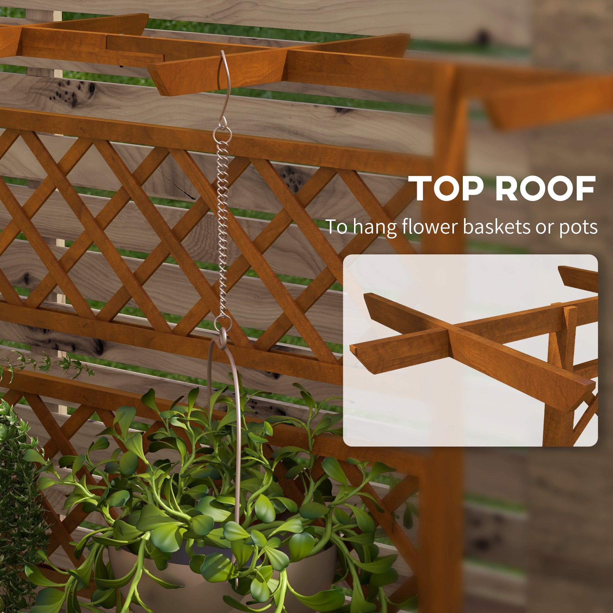 Outsunny Wooden Trellis Planter Box, Raised Garden Bed to Grow Vegetables, Herbs and Flowers, Orange - North Peak Garden Furniture