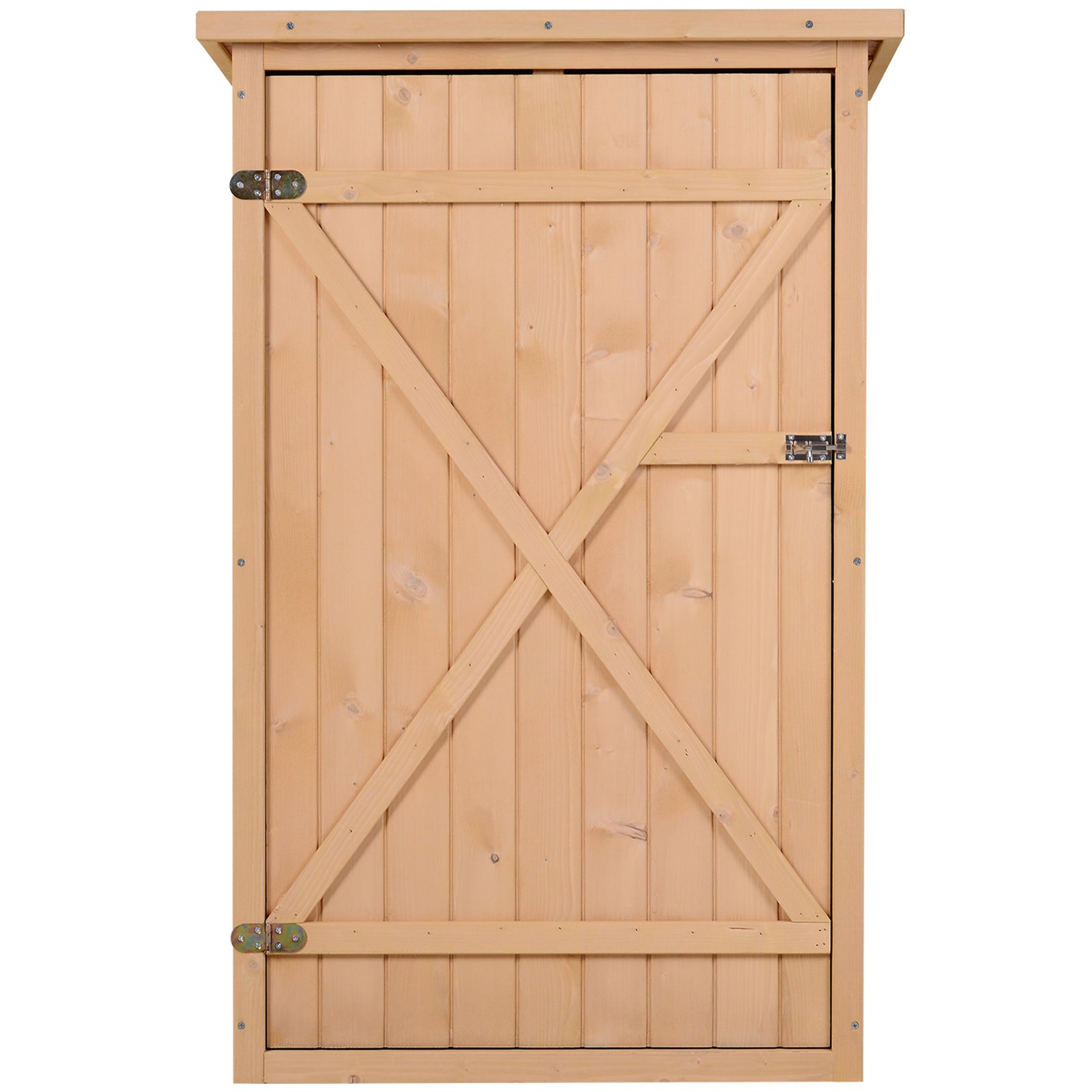 Outsunny Garden Shed Wooden Garden Storage Shed Fir Wood Tool Cabinet Organiser with Shelves 75L x 56W x115Hcm Natural - North Peak Garden Furniture