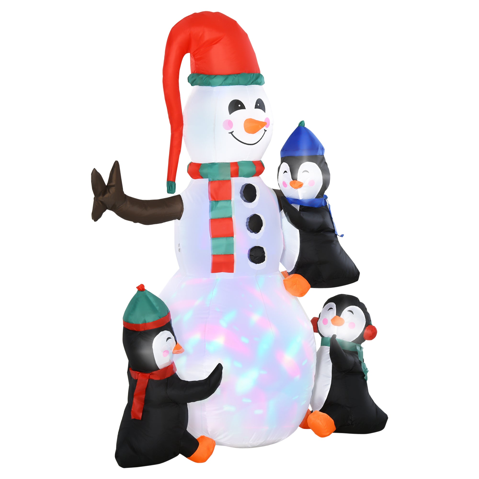 HOMCOM 6ft Inflatable Christmas Snowman with Three Penguins LED Xmas Décor Holiday Outdoor Yard Decoration - North Peak Garden Furniture