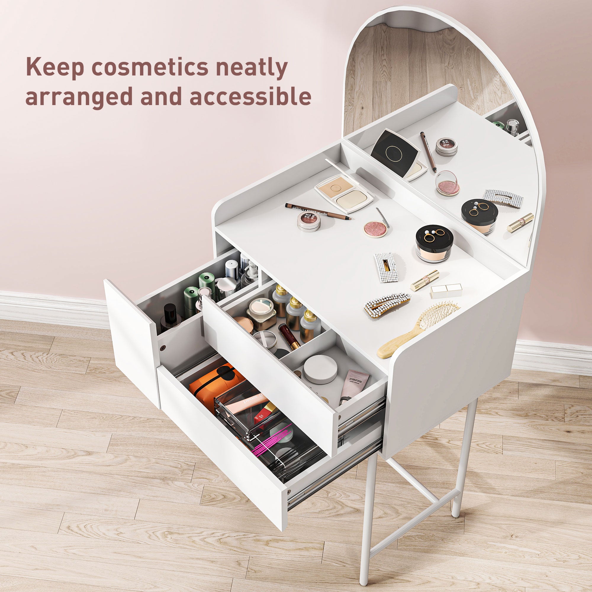 HOMCOM Three Drawer Compact Dressing Table - White - North Peak Garden Furniture