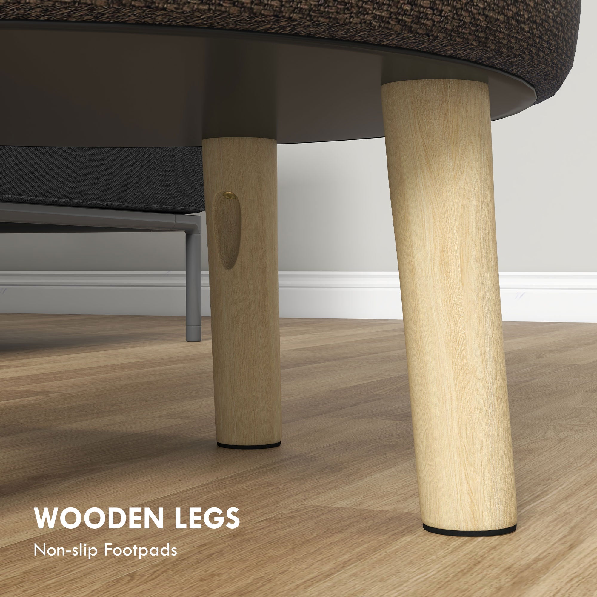 HOMCOM Round Ottoman Stool with Storage, Linen Fabric Upholstered Foot Stool with Padded Seat, Hidden Space and Wood Legs - North Peak Garden Furniture