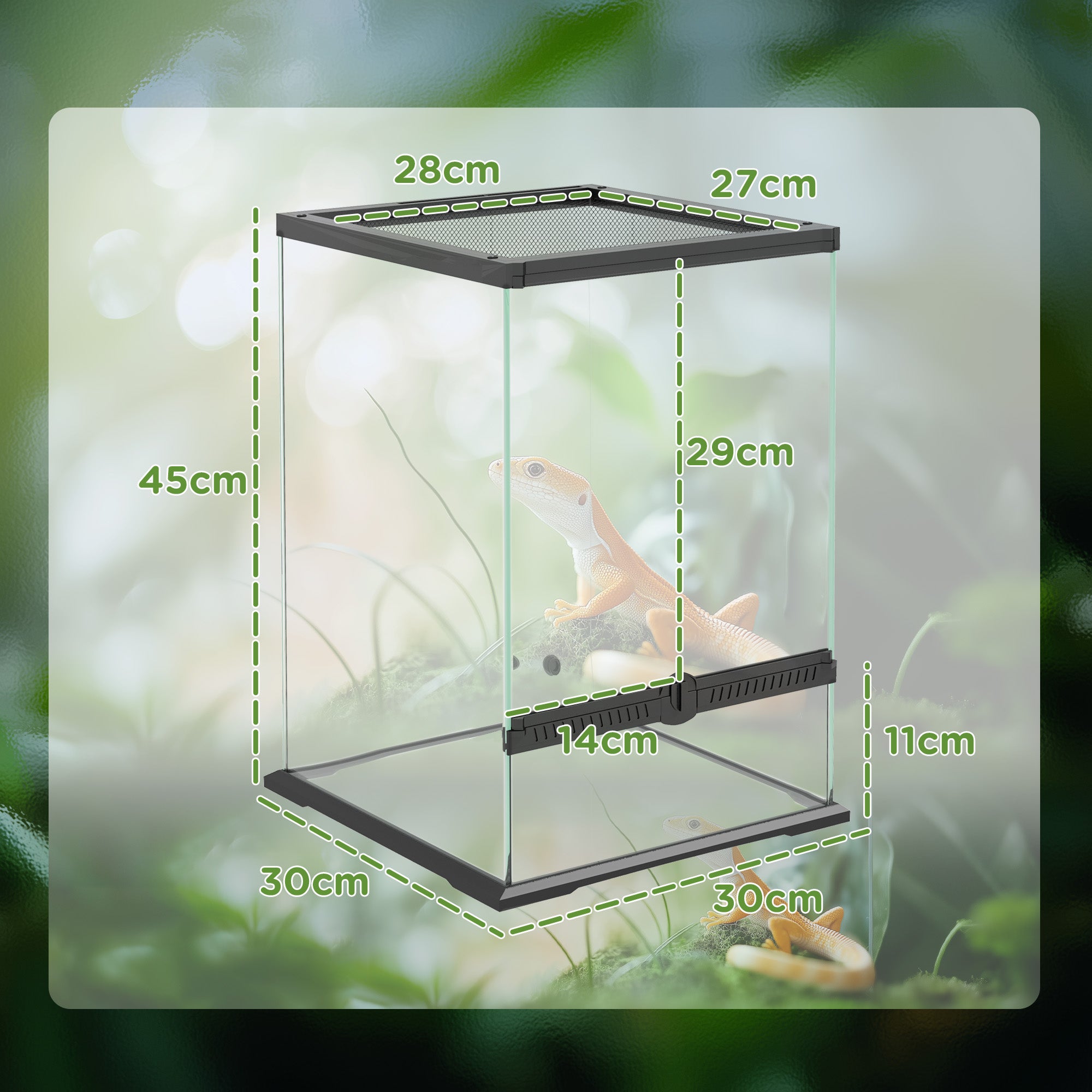 PawHut 40L Vivarium for Lizards, Frogs, Snakes, Turtles, Tortoises w/ Anti-Escape Design, Ventilation - North Peak Garden Furniture