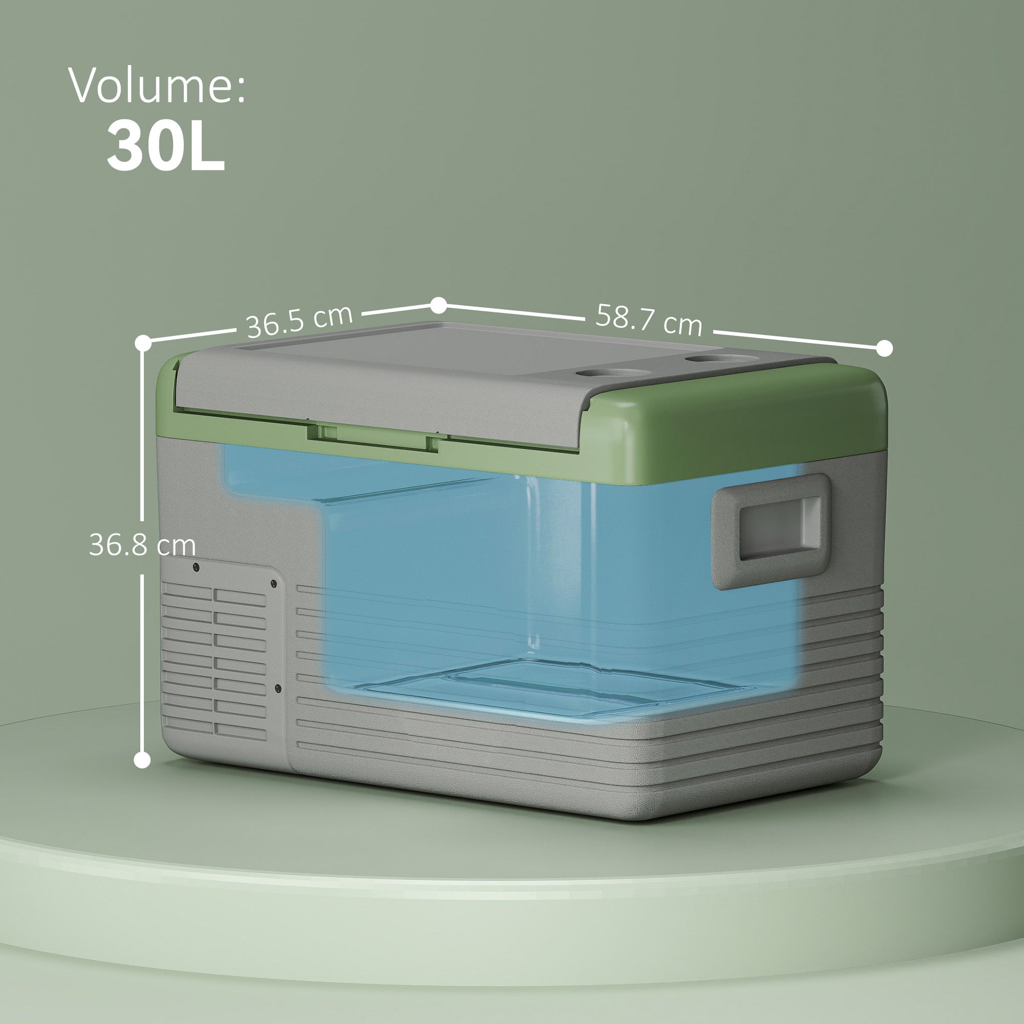 Outsunny 30L Portable Car Refrigerator - Light Green and Grey - North Peak Garden Furniture