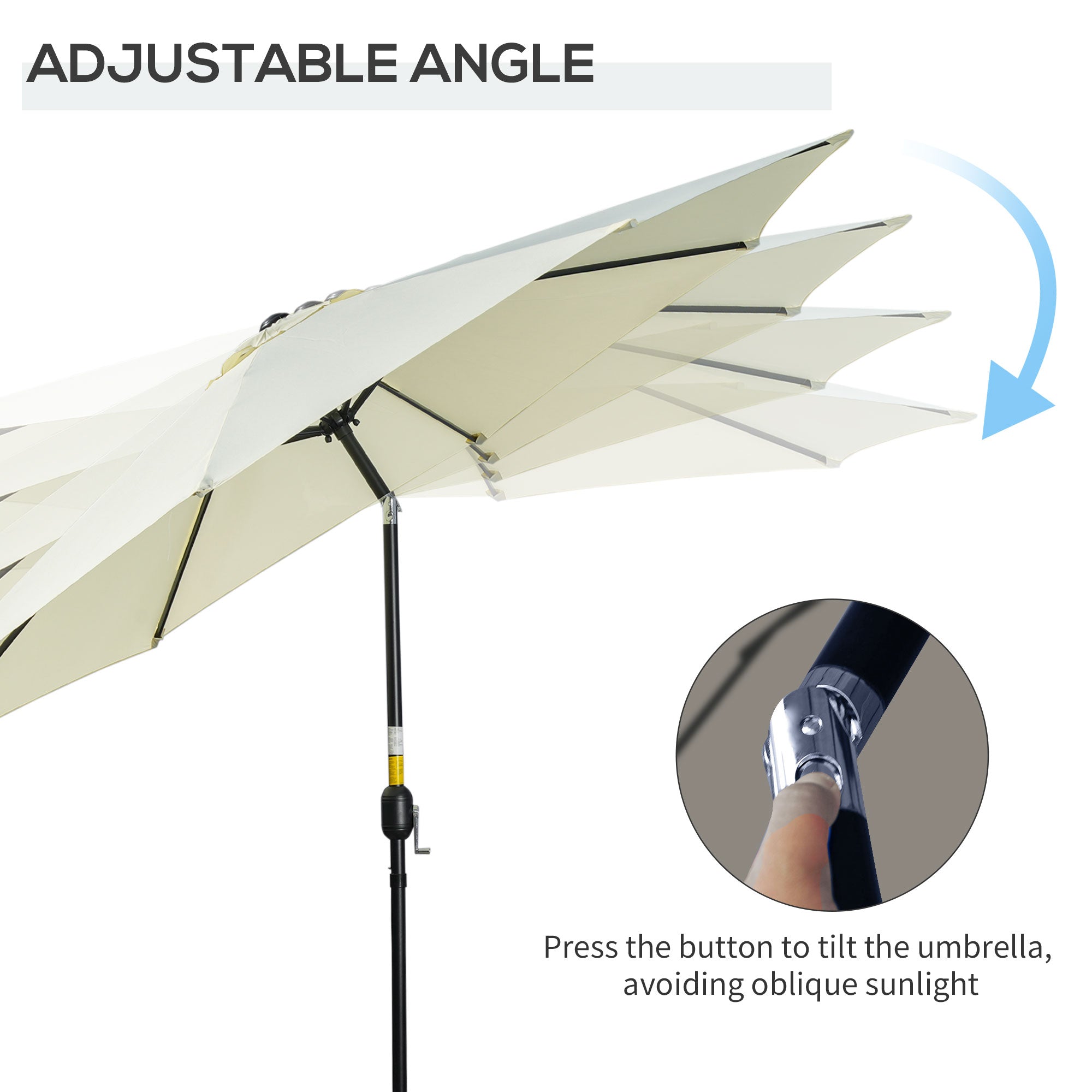 Outsunny 3(m) Tilting Parasol Garden Umbrellas, Outdoor Sun Shade with 8 Ribs, Tilt and Crank Handle for Balcony, Bench, Garden, Beige - North Peak Garden Furniture