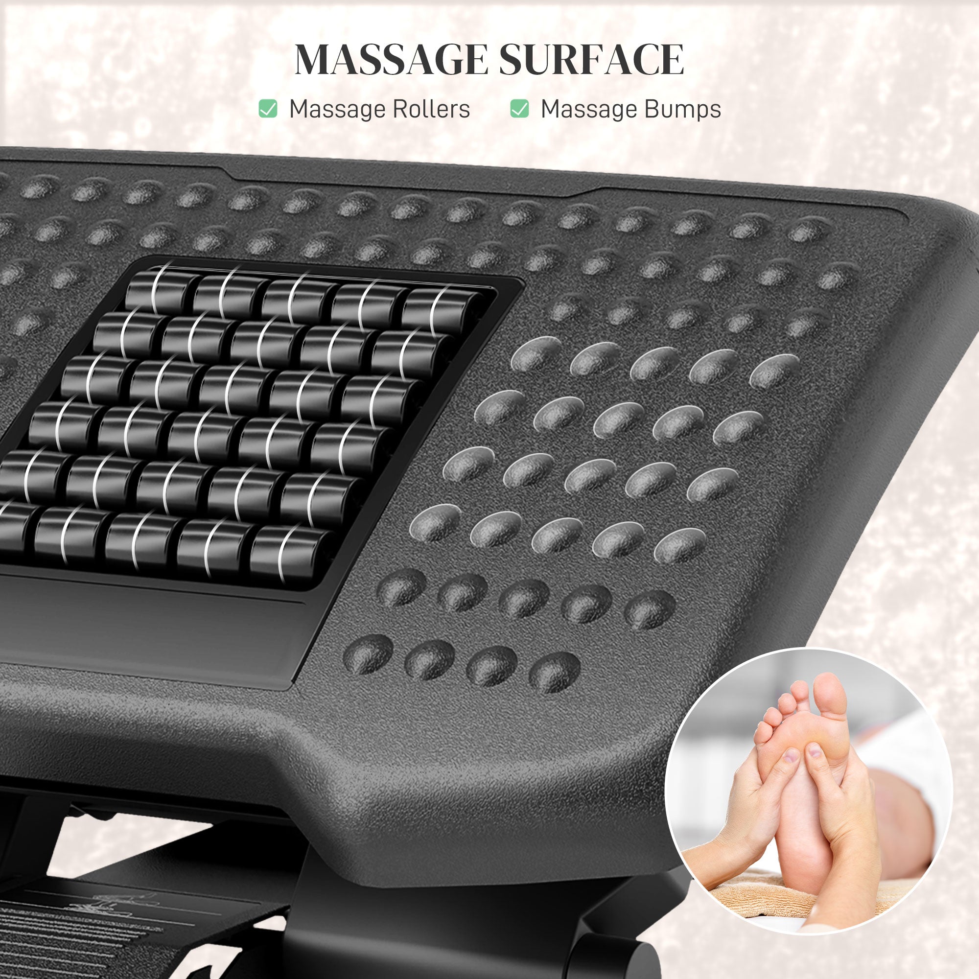 HOMCOM Three-Level, Multi-Angle Massage Footrest - Black - North Peak Garden Furniture