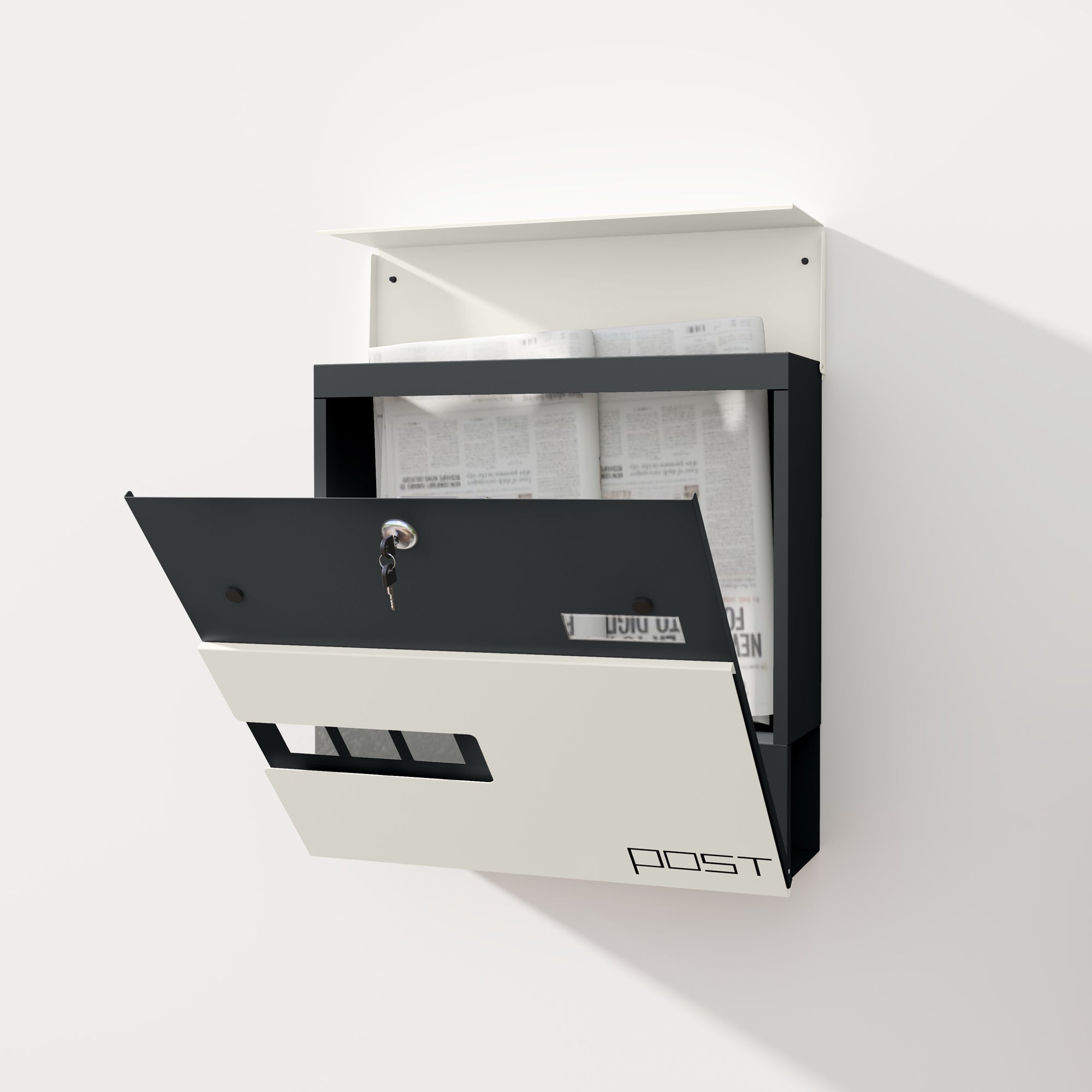 HOMCOM Locking Galvanised Steel Letterbox - White/Black - North Peak Garden Furniture