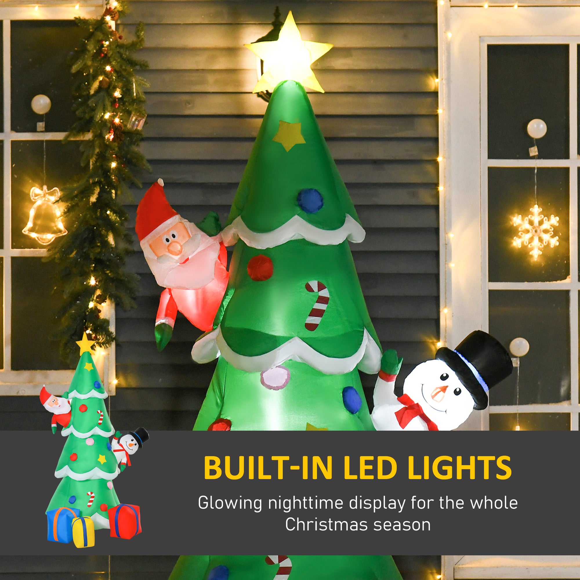 HOMCOM 7FT Christmas Inflatable Tree LED Lighted for Indoor Outdoor Decoration - North Peak Garden Furniture