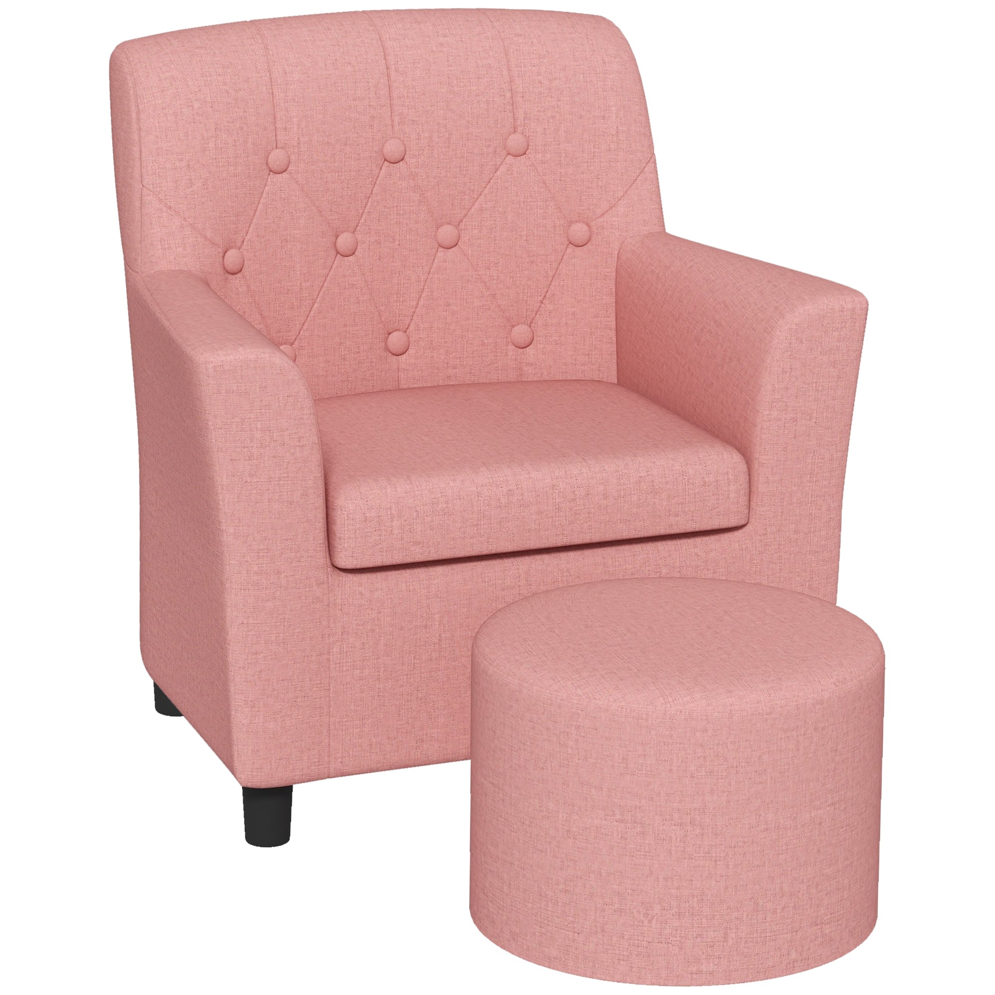 AIYAPLAY 2PCs Kids Sofa Set with Footrest, for Playroom, Bedroom, Pink - North Peak Garden Furniture