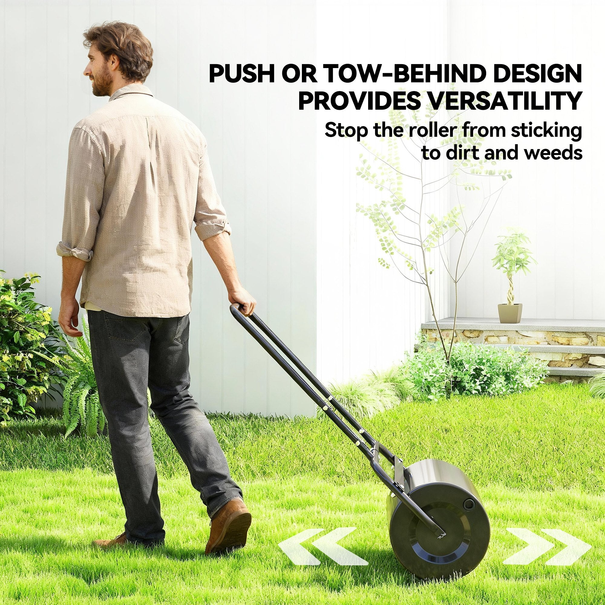 Outsunny 38L Fillable Cylinder Steel Lawn Roller - Black