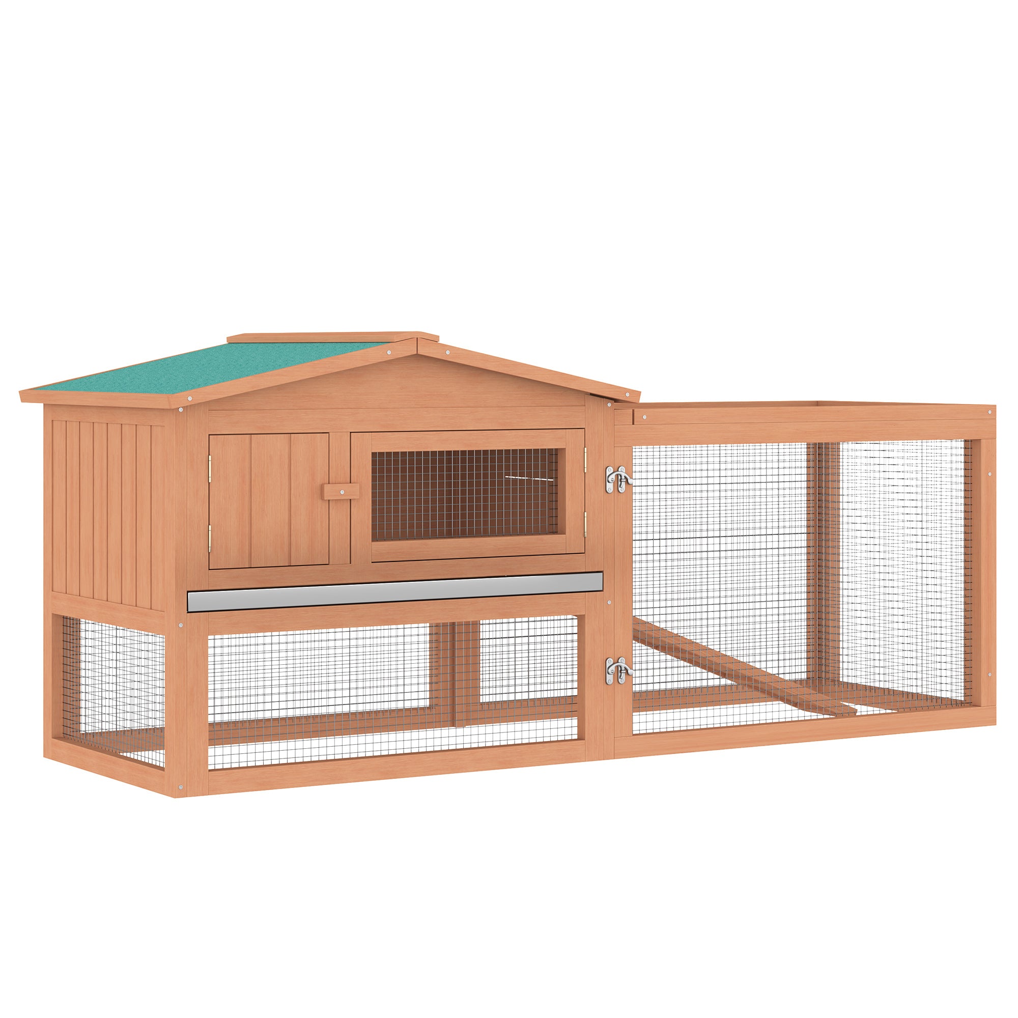 Pawhut 2 Floor Wooden Rabbit Hutch Bunny Cage House Chicken Coop Outdoor Garden Backyard 158 x 58 x 68 cm