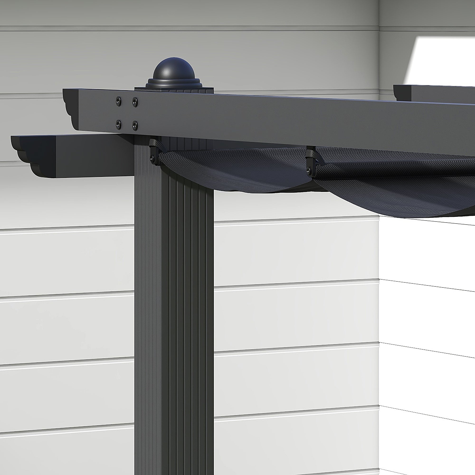 Outsunny 3 x 3m Aluminium Pergola, with Retractable Roof - Dark Grey - North Peak Garden Furniture