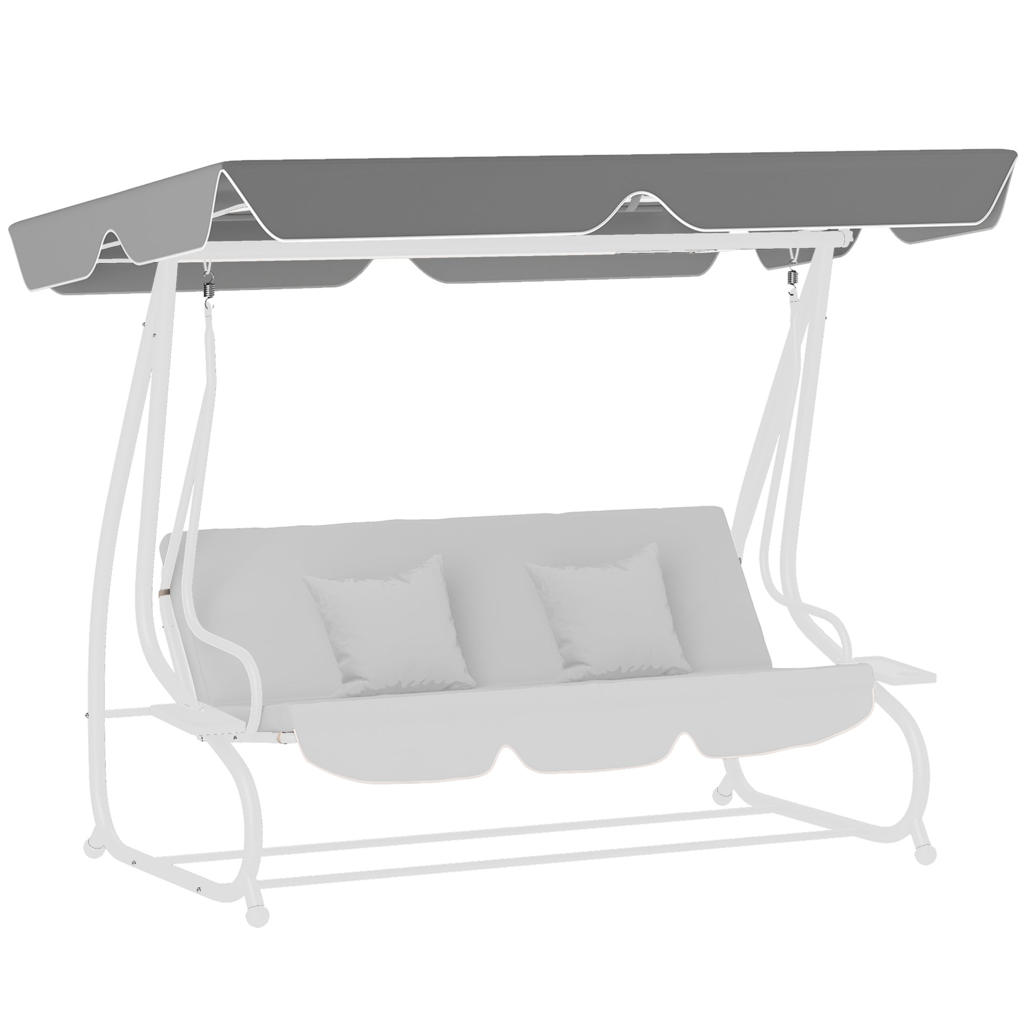 Outsunny Garden Swing Canopy Replacement 3 Seater, Waterproof Garden Swing Seat Canopy Cover, Windproof Anti-UV Sun Shade (Canopy Only) for Patio, Balcony, Dark Grey - North Peak Garden Furniture