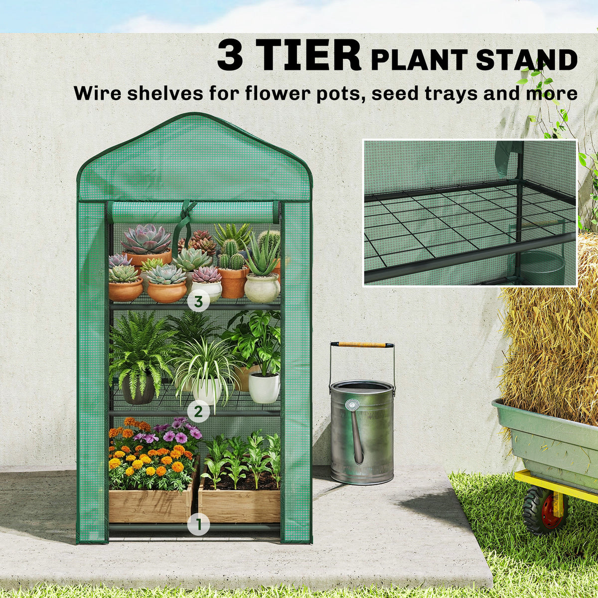 Outsunny Three-Tier Mini Greenhouse - Green
