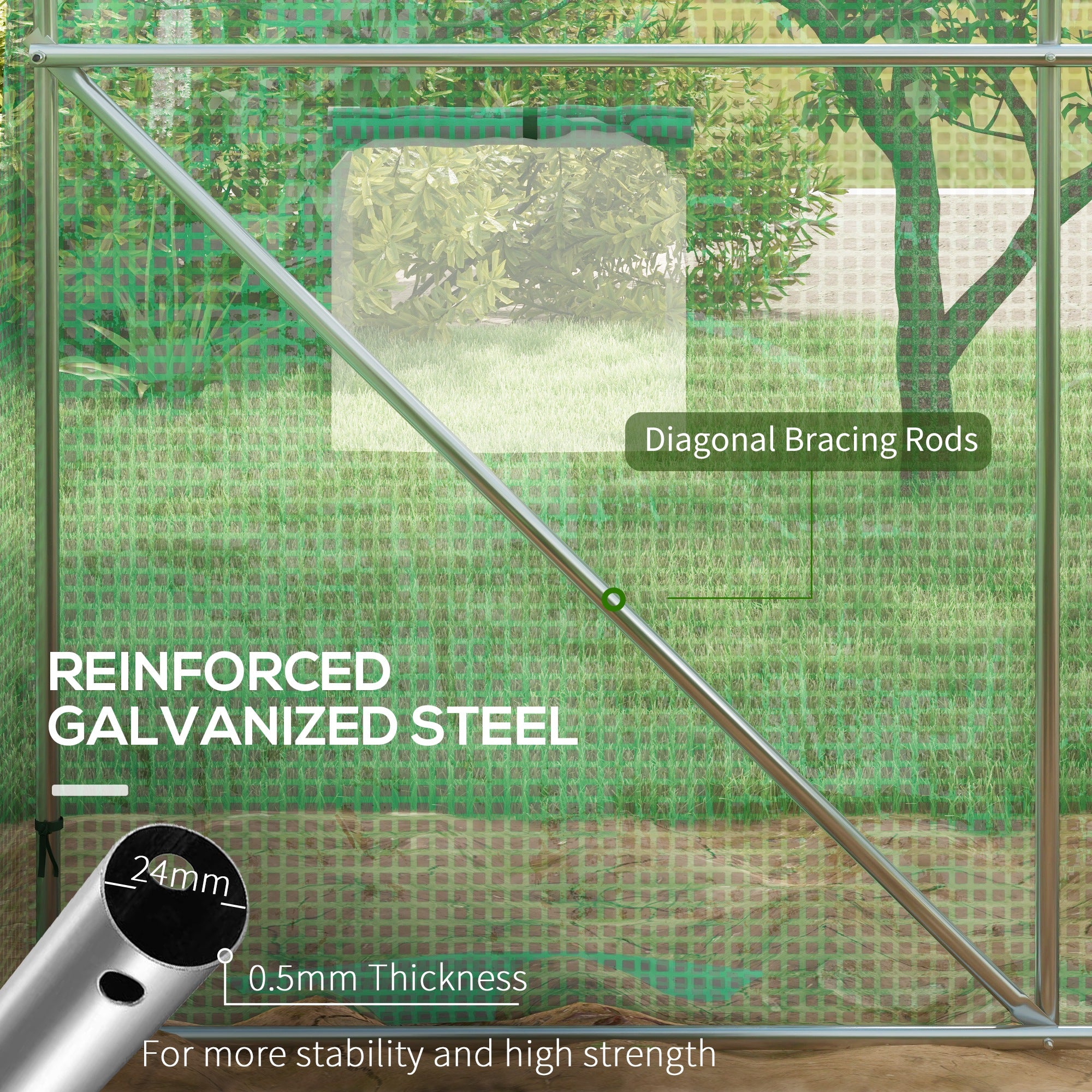 Outsunny Sprinkler System Polytunnel Greenhouse, 3 x 2m, Green - North Peak Garden Furniture