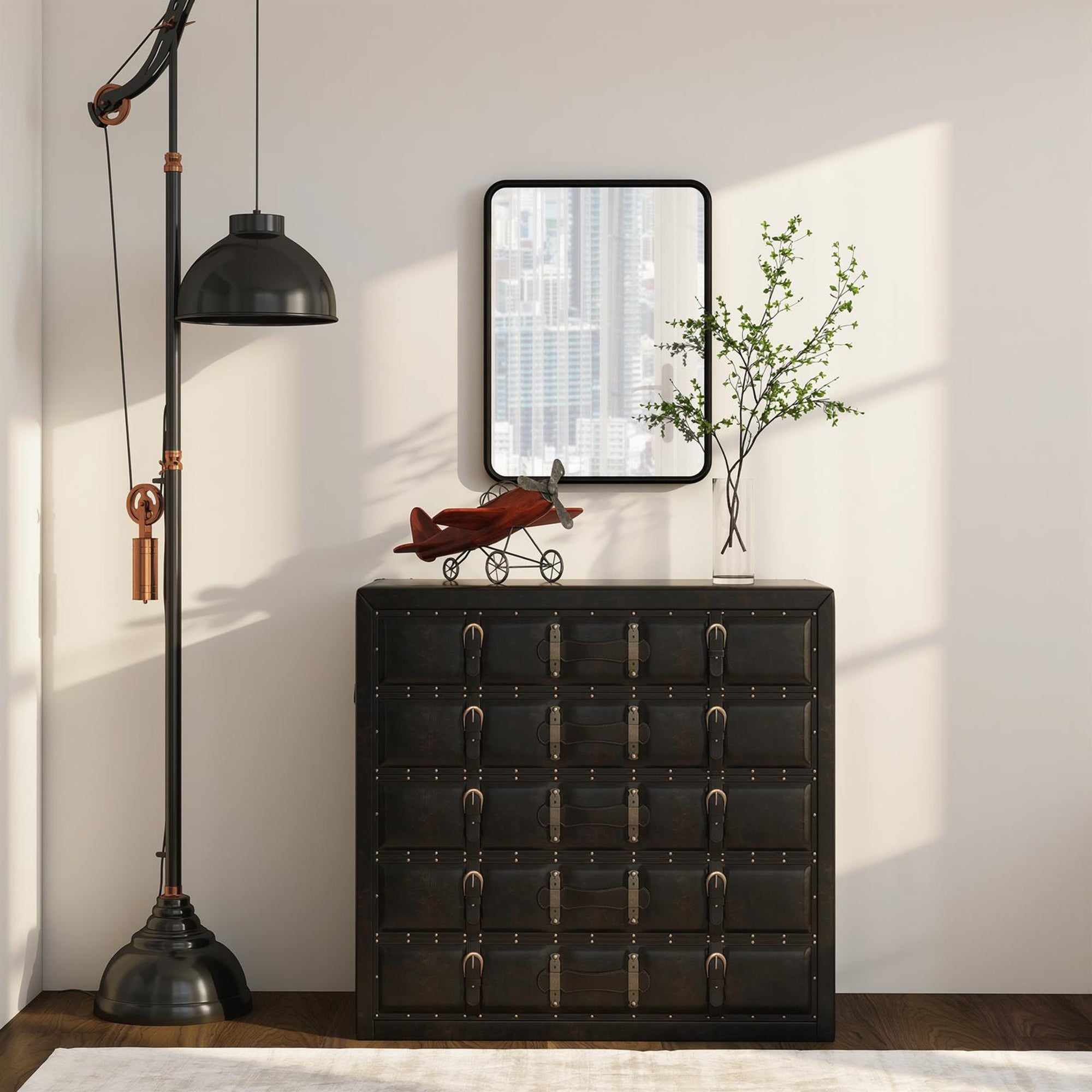 HOMCOM Rectangular Wall Mirror with HD Glass - Black