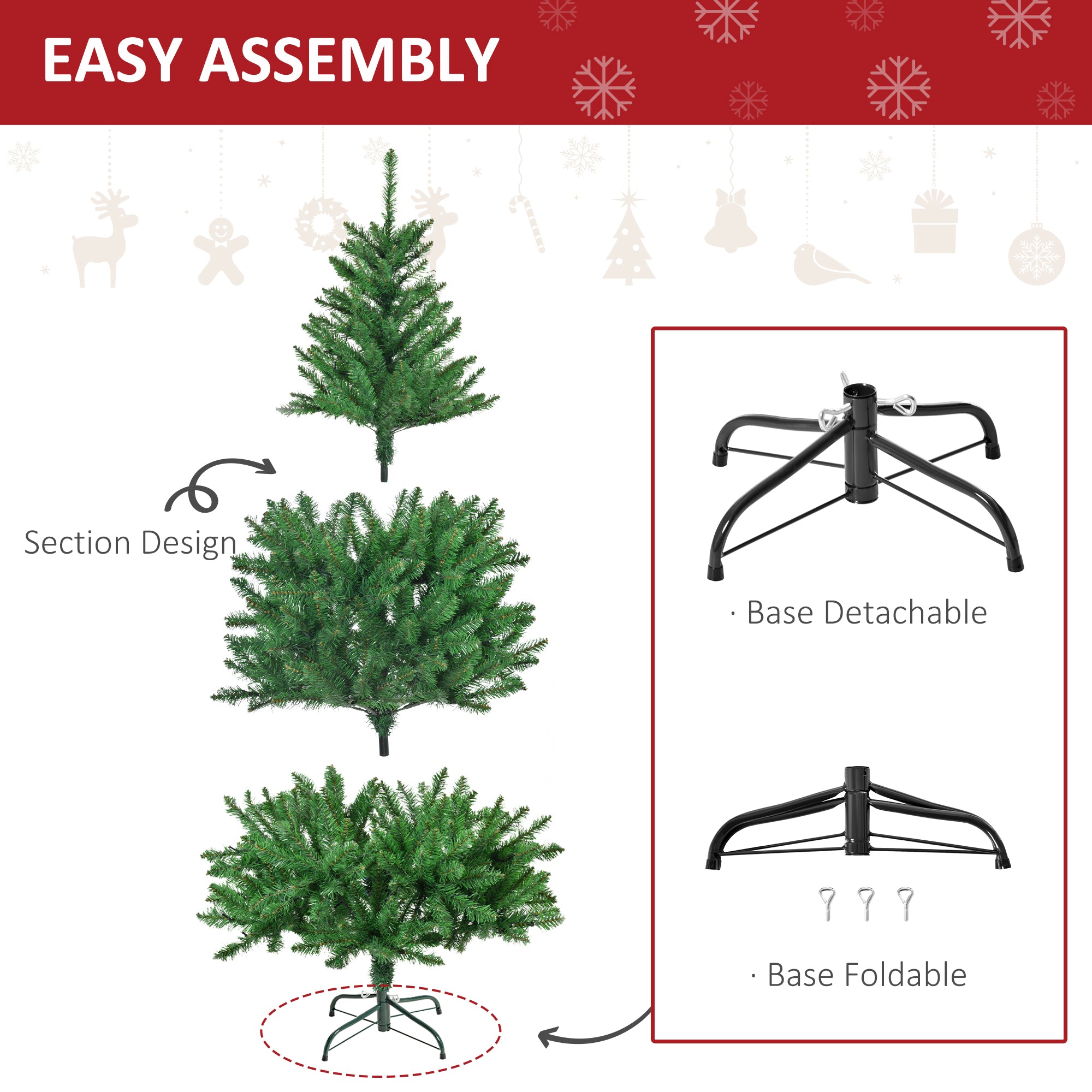 HOMCOM 5FT Christmas Tree Warm White LED Light Holiday Home Decoration, Green - North Peak Garden Furniture