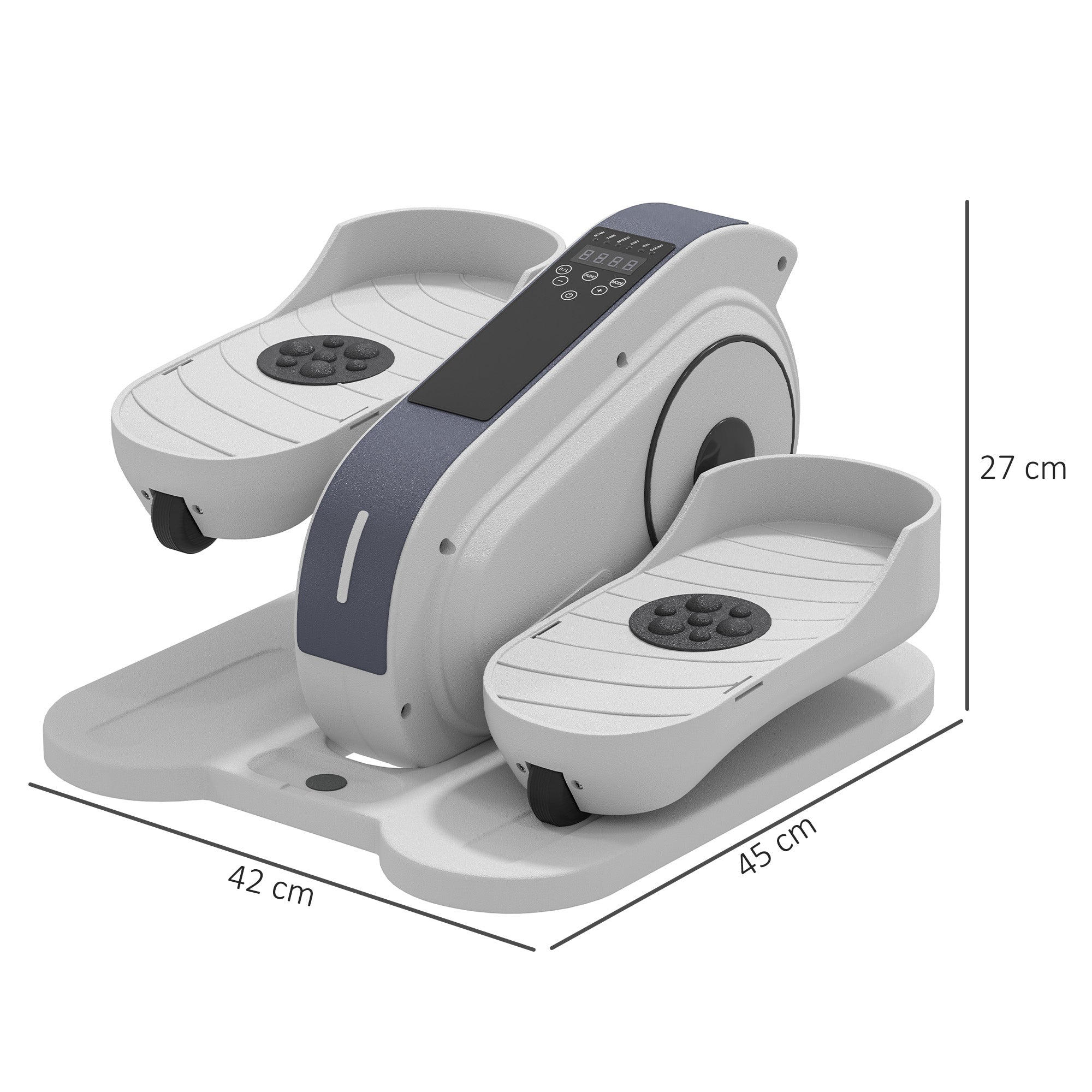 SPORTNOW Under Desk Elliptical Machine, Seated Pedal Exerciser, Mini Elliptical Trainer with LCD Monitor, Remote Control and 10 Adjustable Speed, Quiet & Portable for Seniors, White - North Peak Garden Furniture