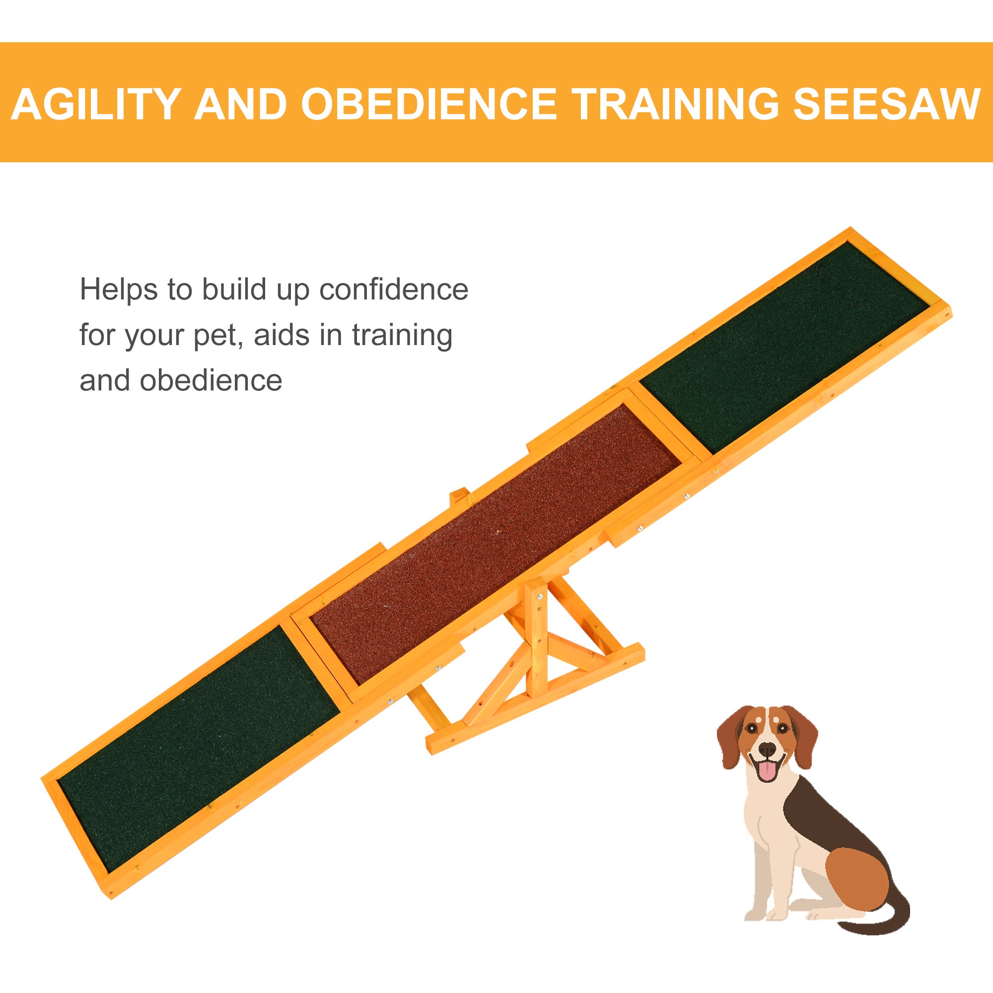 PawHut 1.8m Wooden Pet Seesaw Dog Agility Equipment Activity Sport Dog Training Agility Obedience Equipment Toy Weather Resistant