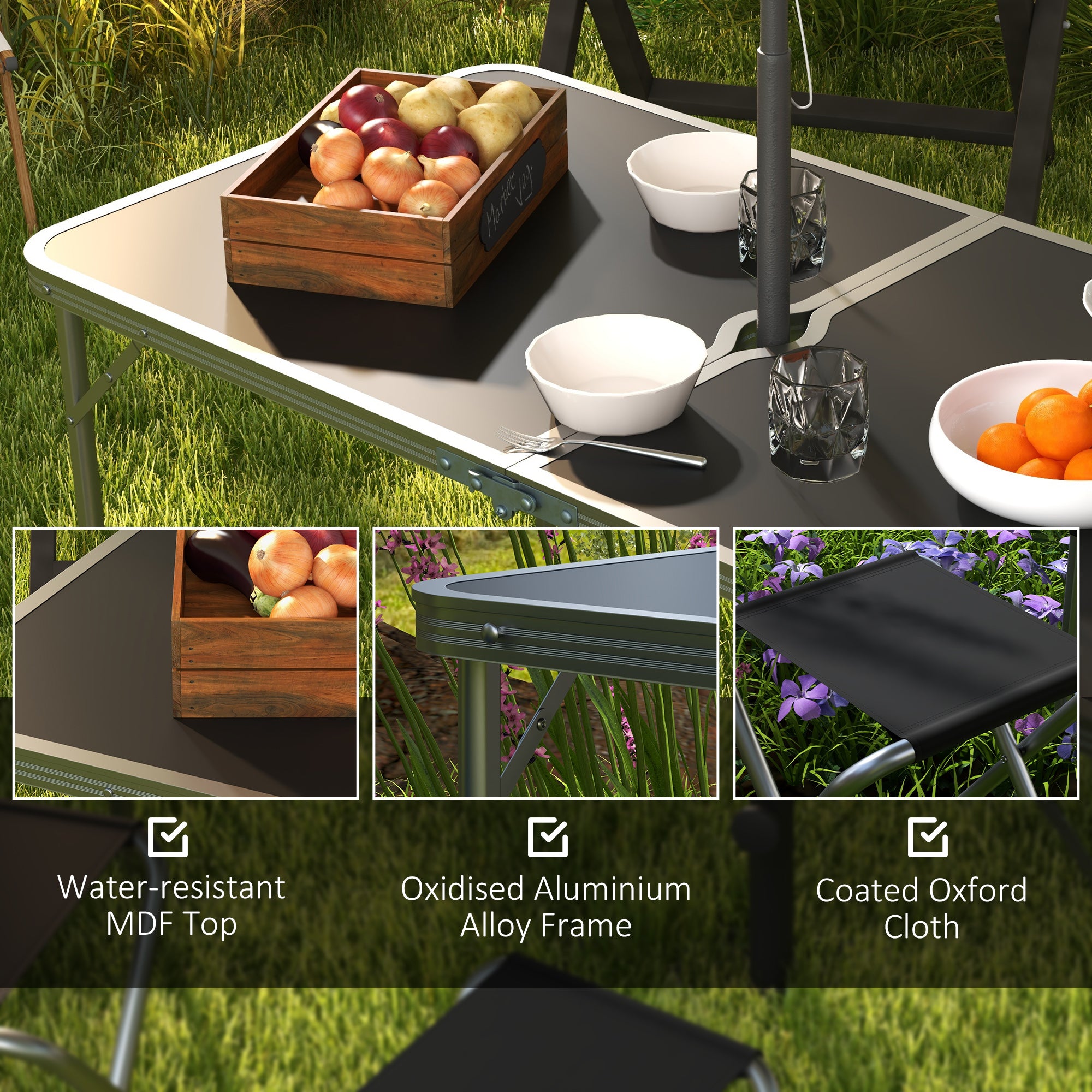 Outsunny Four-Person Foldable Aluminium Picnic Set - North Peak Garden Furniture