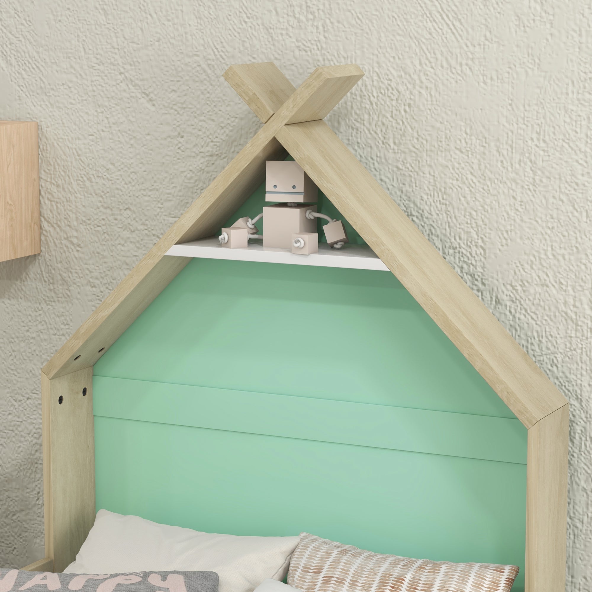 AIYAPLAY Toddler Bed Frame Treehouse Style, Single Bed Frame with Safety Guardrails, Green - North Peak Garden Furniture