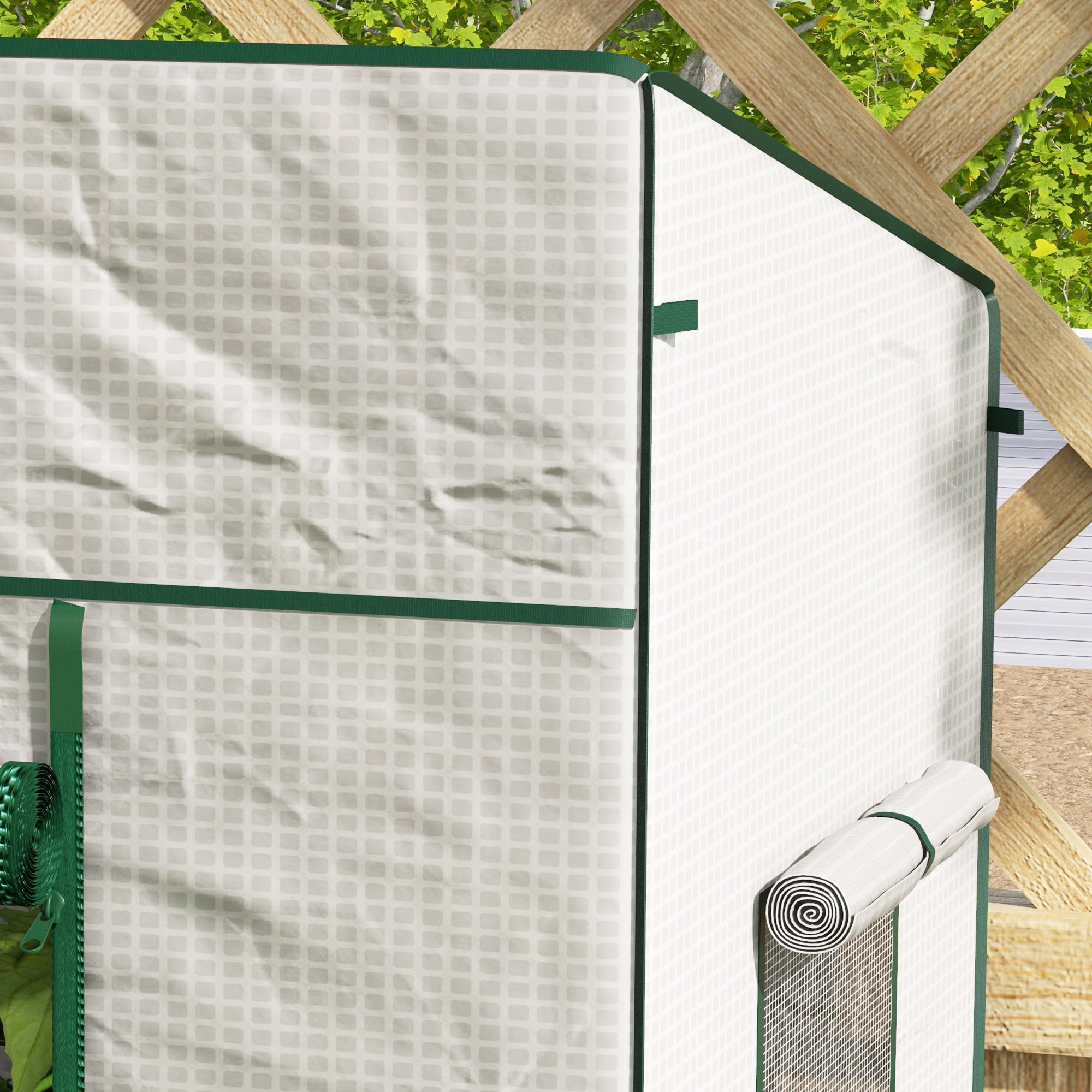 Outsunny PE Cover Walk-in Outdoor Greenhouse, White - North Peak Garden Furniture