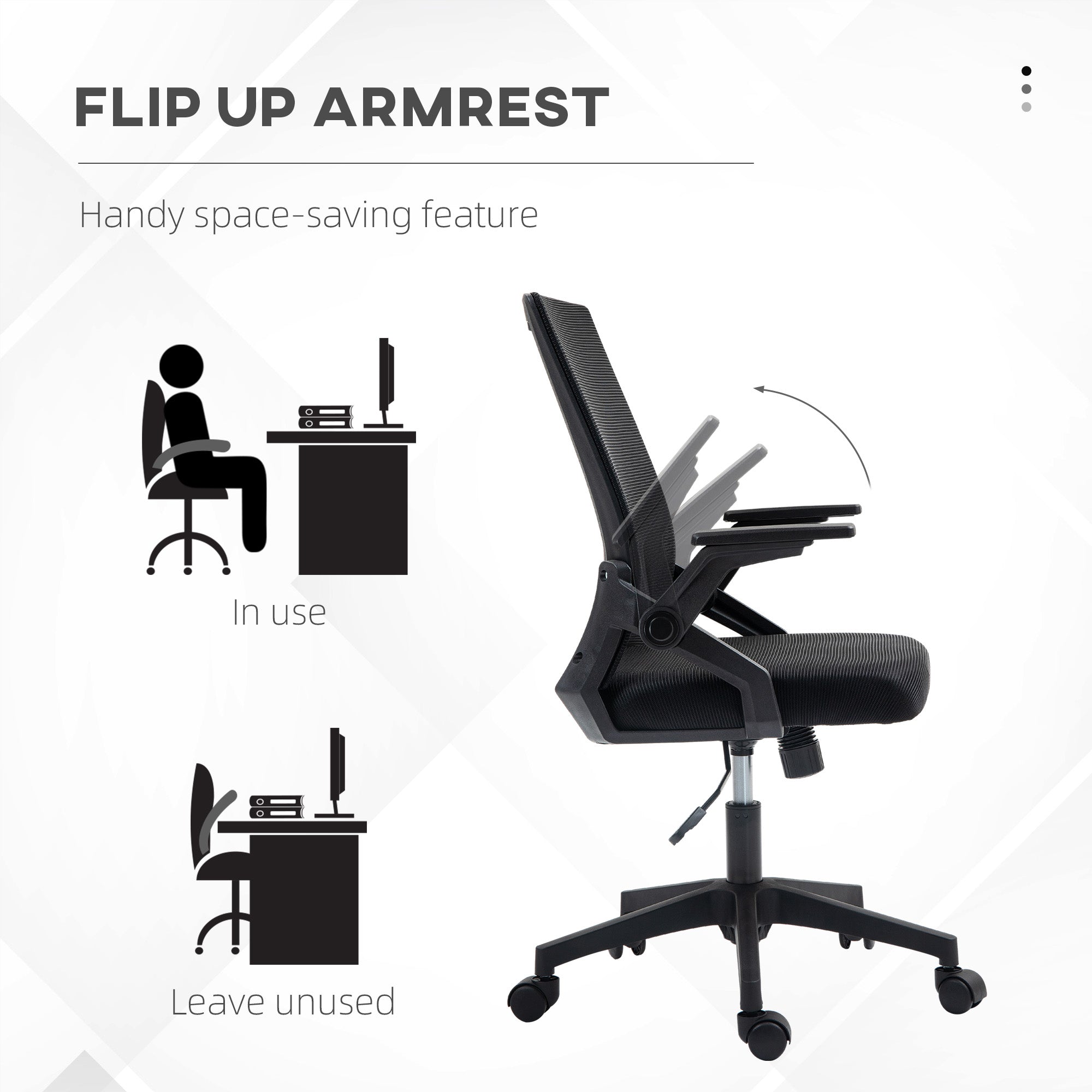Vinsetto Office Chair, with Lumbar Support - Black - North Peak Garden Furniture