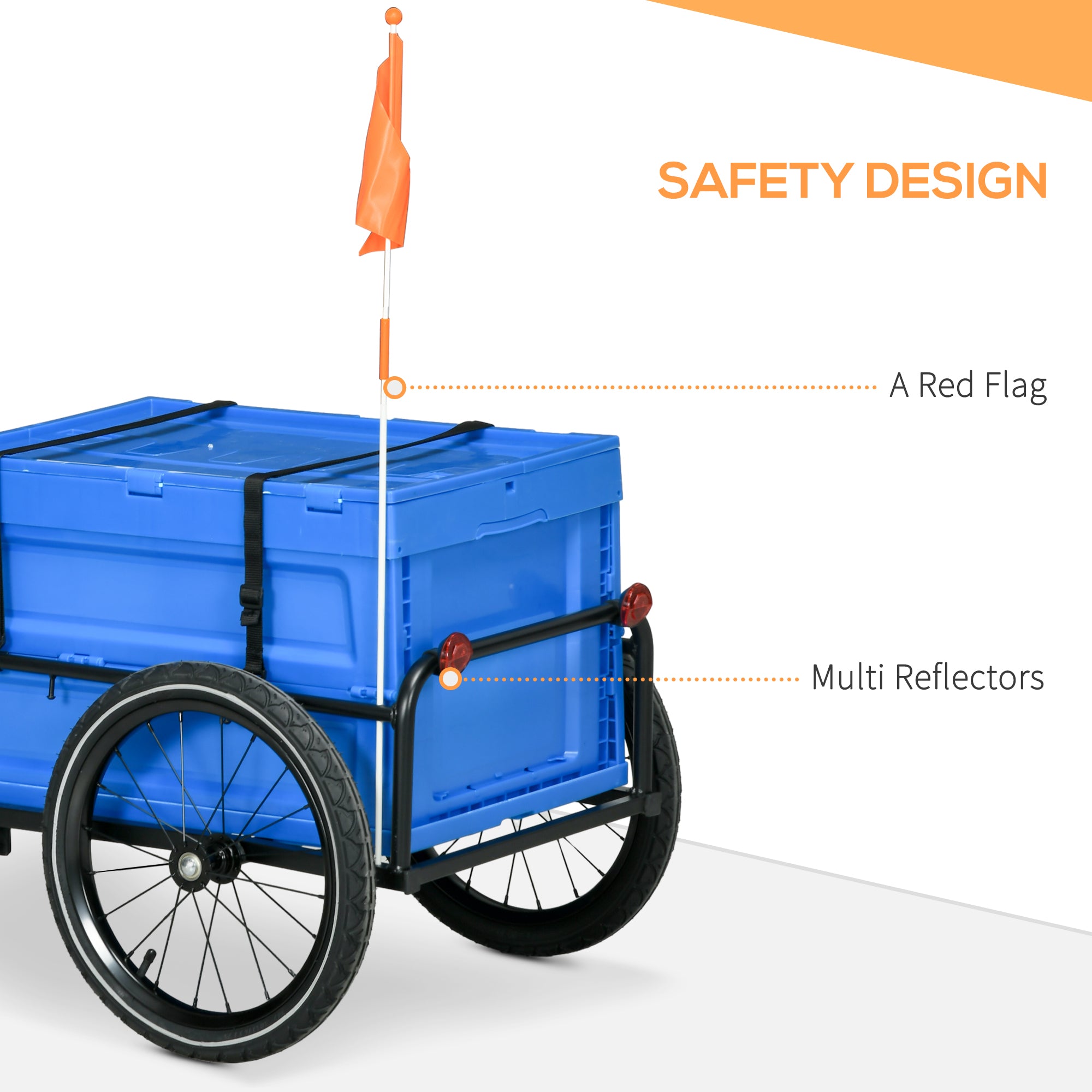 HOMCOM 65L Steel Frame Bike Trailer Storage Box - Blue - North Peak Garden Furniture