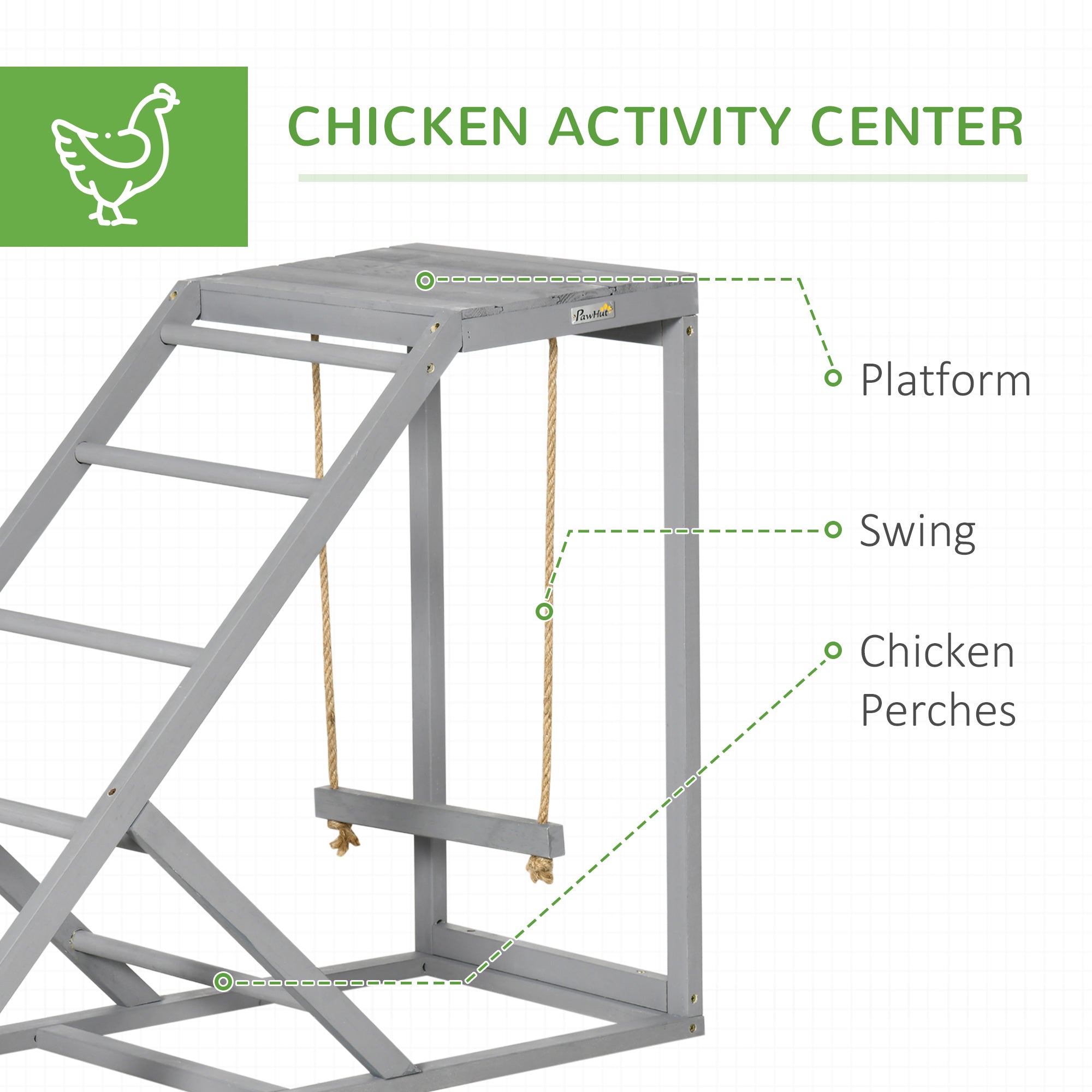 PawHut Walk In Chicken Run with Chicken Activity Shelf and Cover, 2.8 x 3.8 x 2m