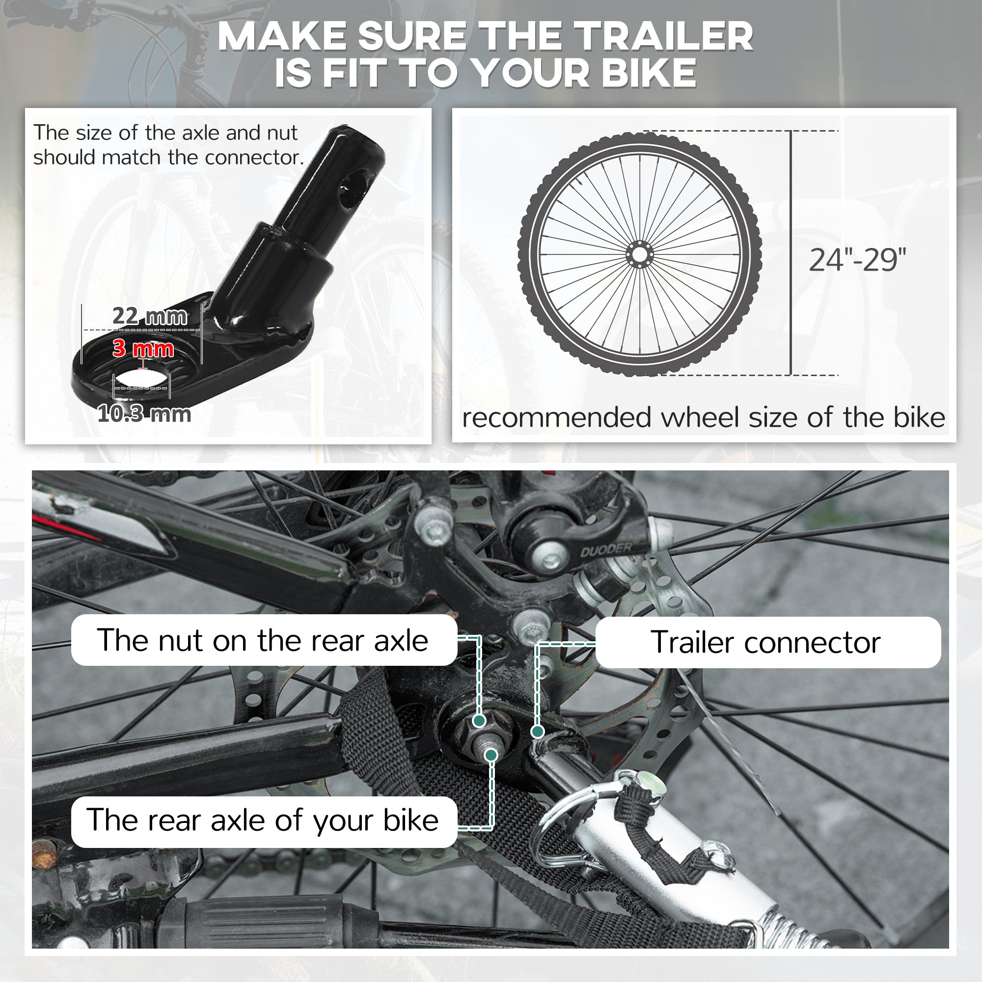 HOMCOM 2 Seat Bike Trailer with 5 Point Harness, Baby Bike Stroller with Safety Flag, Reflectors, for 18+ Months, Black - North Peak Garden Furniture