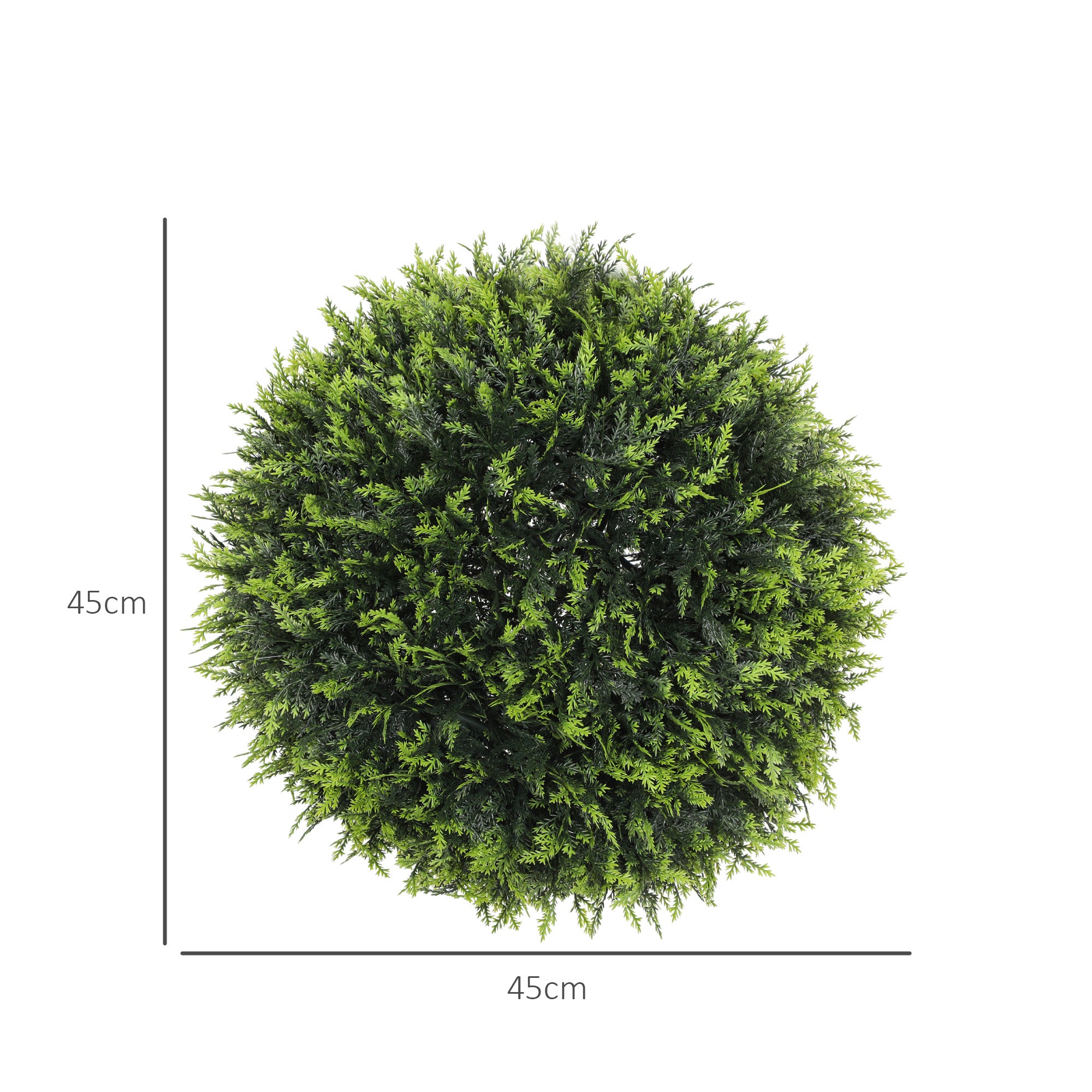 HOMCOM Set of 2 Artificial Plant Topiary Balls, UV-protected Fake Decorative Plants, Faux Plants for Home Indoor Outdoor Decor, 45cm, Green - North Peak Garden Furniture