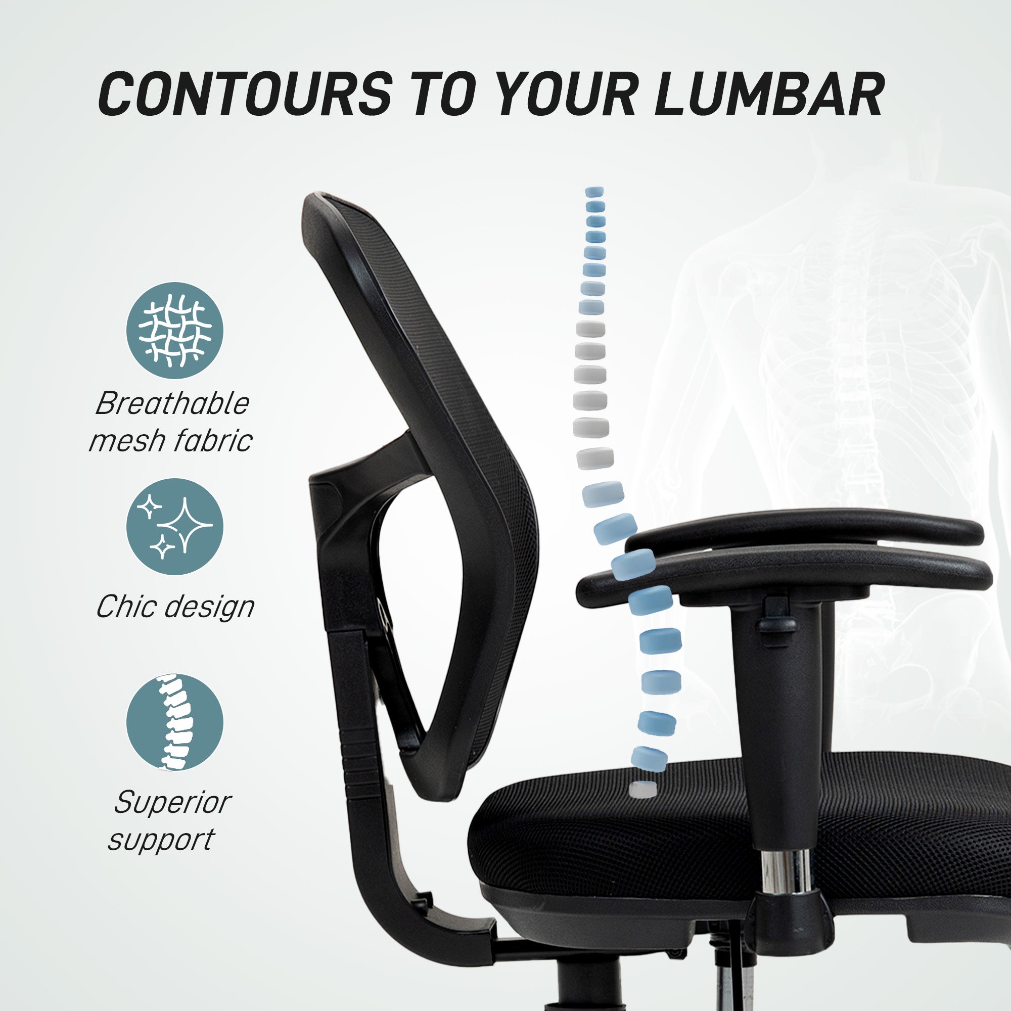 HOMCOM Drafting Chair with Adjustable Armrests, Ergonomic Mesh Office Chair with Lumbar Support, Adjustable Height and Footrest for Standing Desk, Black - North Peak Garden Furniture