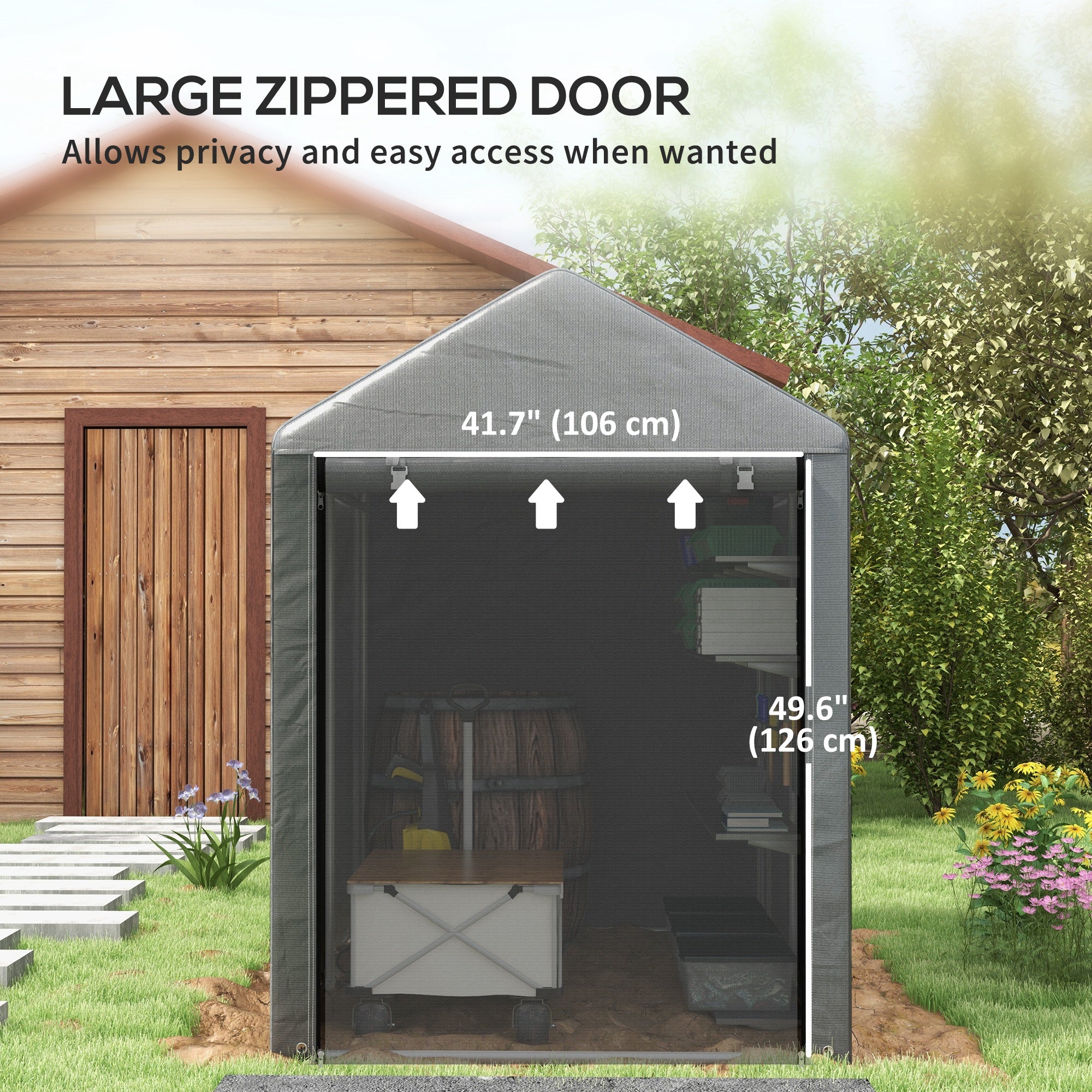 Outsunny 179 x 120cm Temporary Garden Shed, with Accessories - Dark Grey - North Peak Garden Furniture