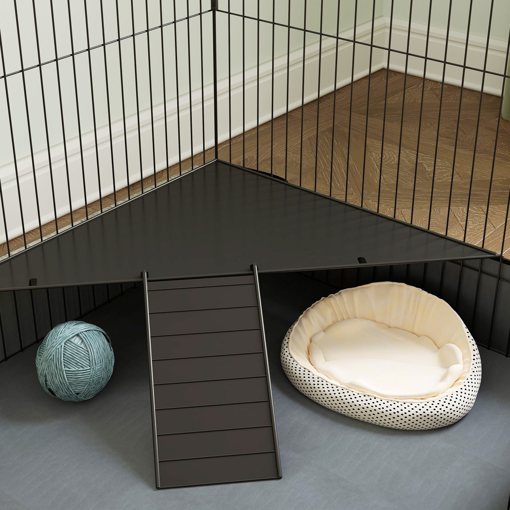 PawHut 2 in 1 Guinea Pig Cage, Rabbit Cage Pet Playpen with 2 Separate Area, Waterproof Oxford Fabric Floor for Hedgehogs - North Peak Garden Furniture