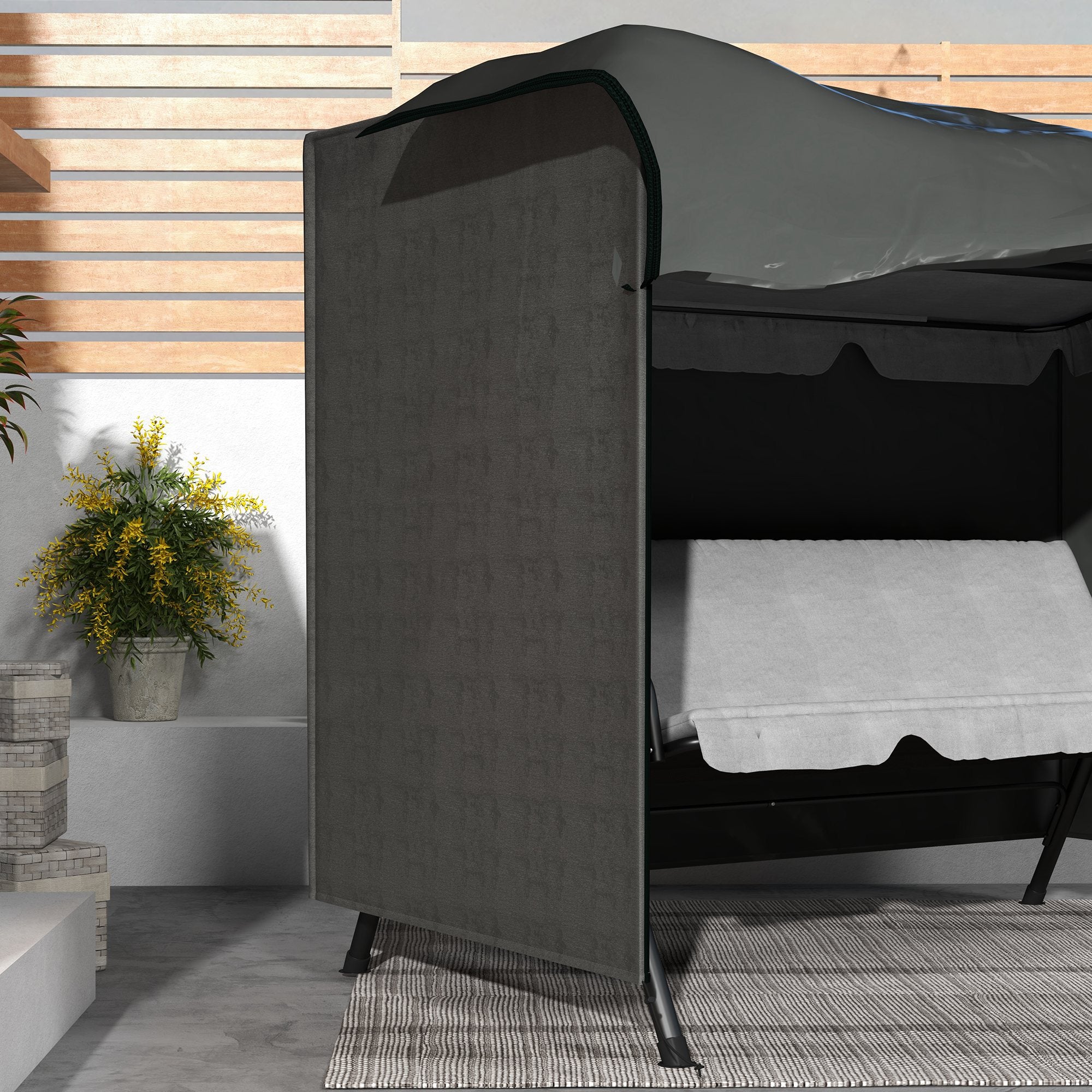 Outsunny 205 x 124cm Three-Seater Swing Chair Protective Cover Dark Grey - North Peak Garden Furniture