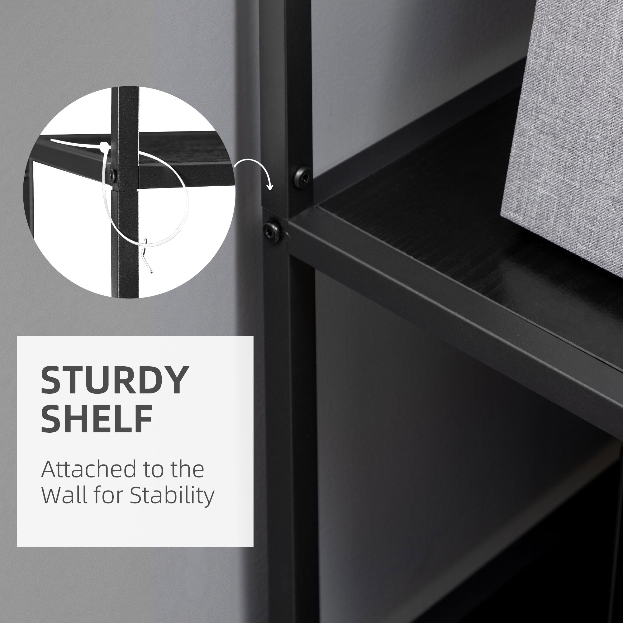 HOMCOM Industrial Accent Display Rack 7 Tier Bookcase, Display Rack for Living Room, Office, Bedroom, Black