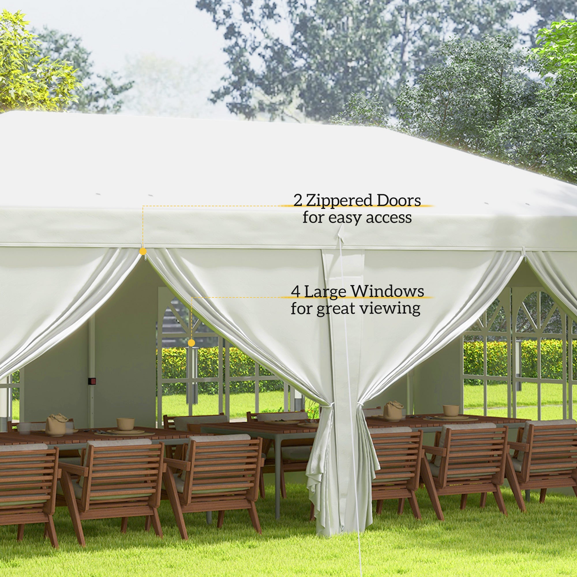 Outsunny 3 x 6 m Pop Up Gazebo with Sides and Windows, Height Adjustable Party Tent with Storage Bag for Garden, Camping, Event, White - North Peak Garden Furniture